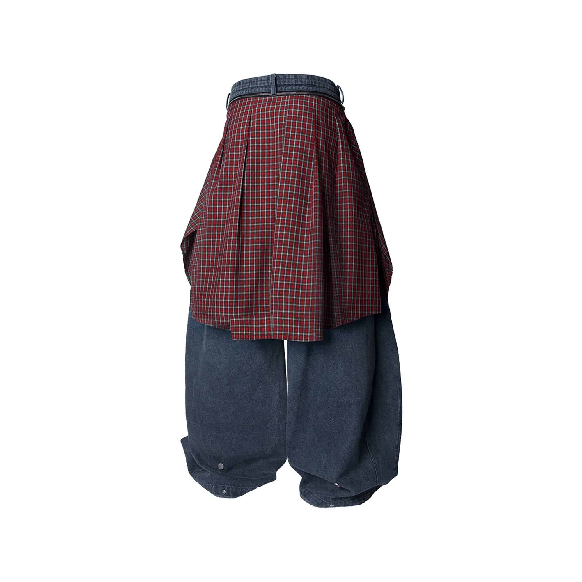 RELABEL Detachable Drape Drawstring Baggy Jeans Blue