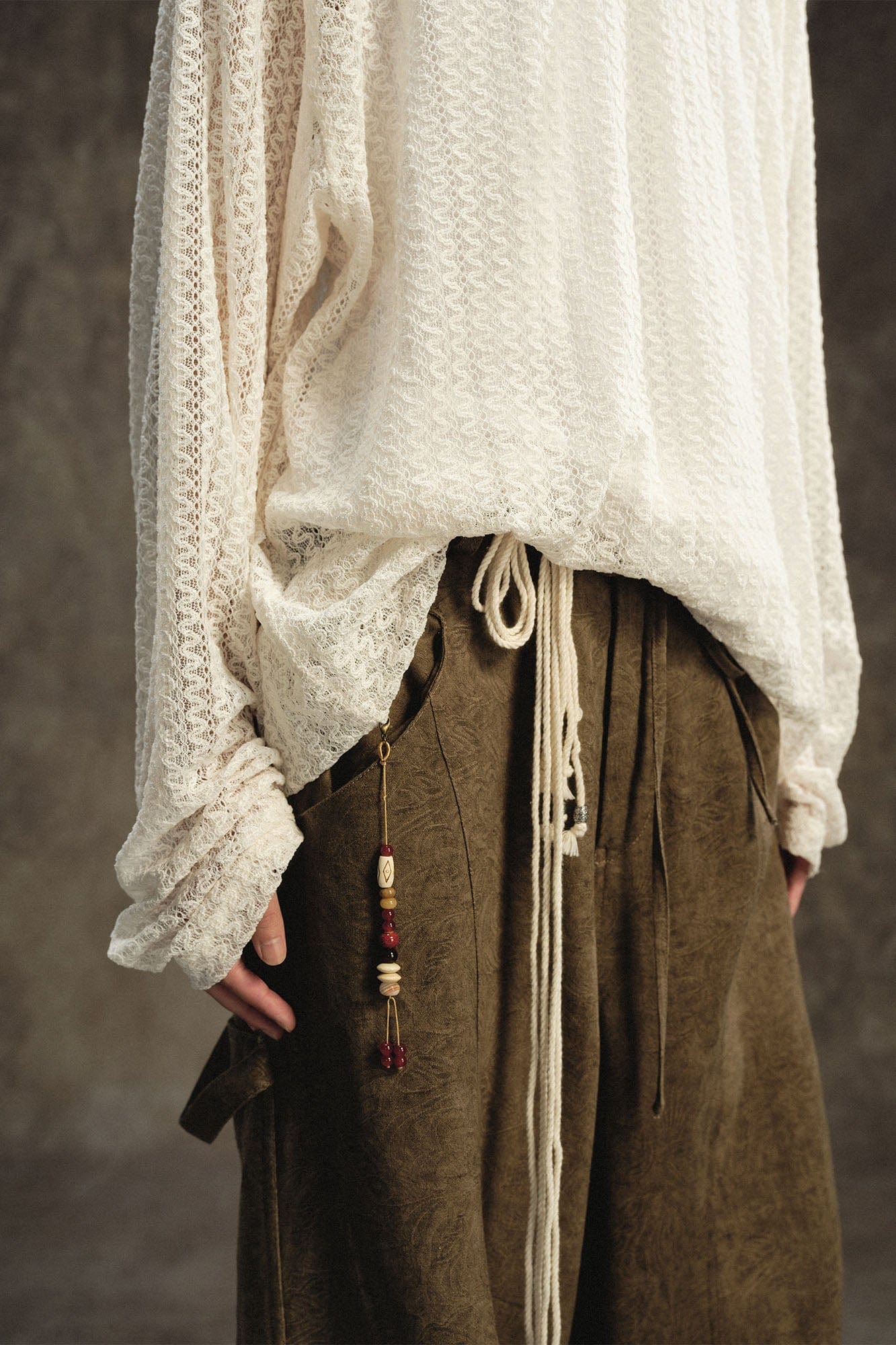 GONGHE REPUB Lightweight Wave-Knitted Openwork Long-Sleeve Tee
