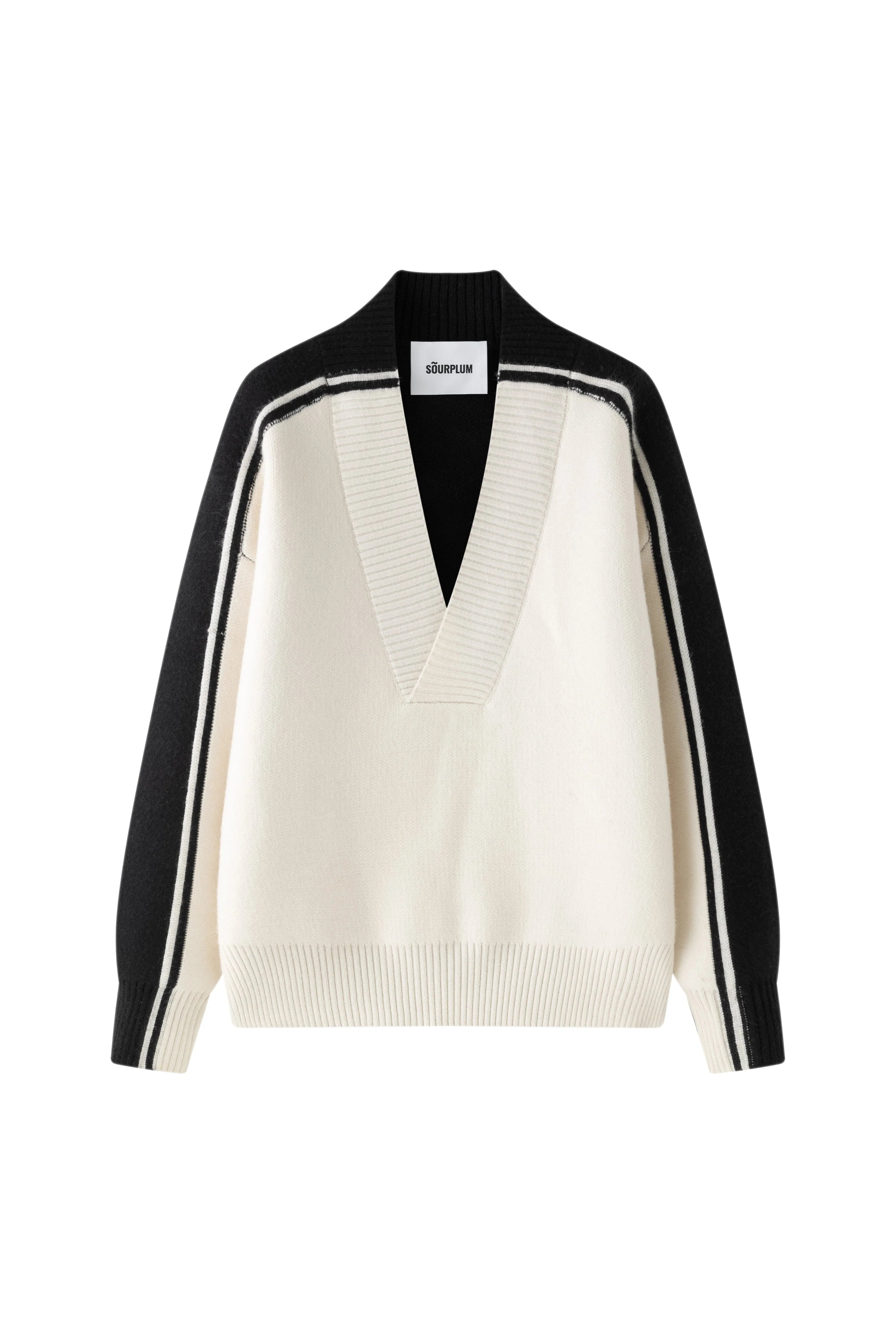 SOURPLUM Modern Spliced V-Neck Sweater