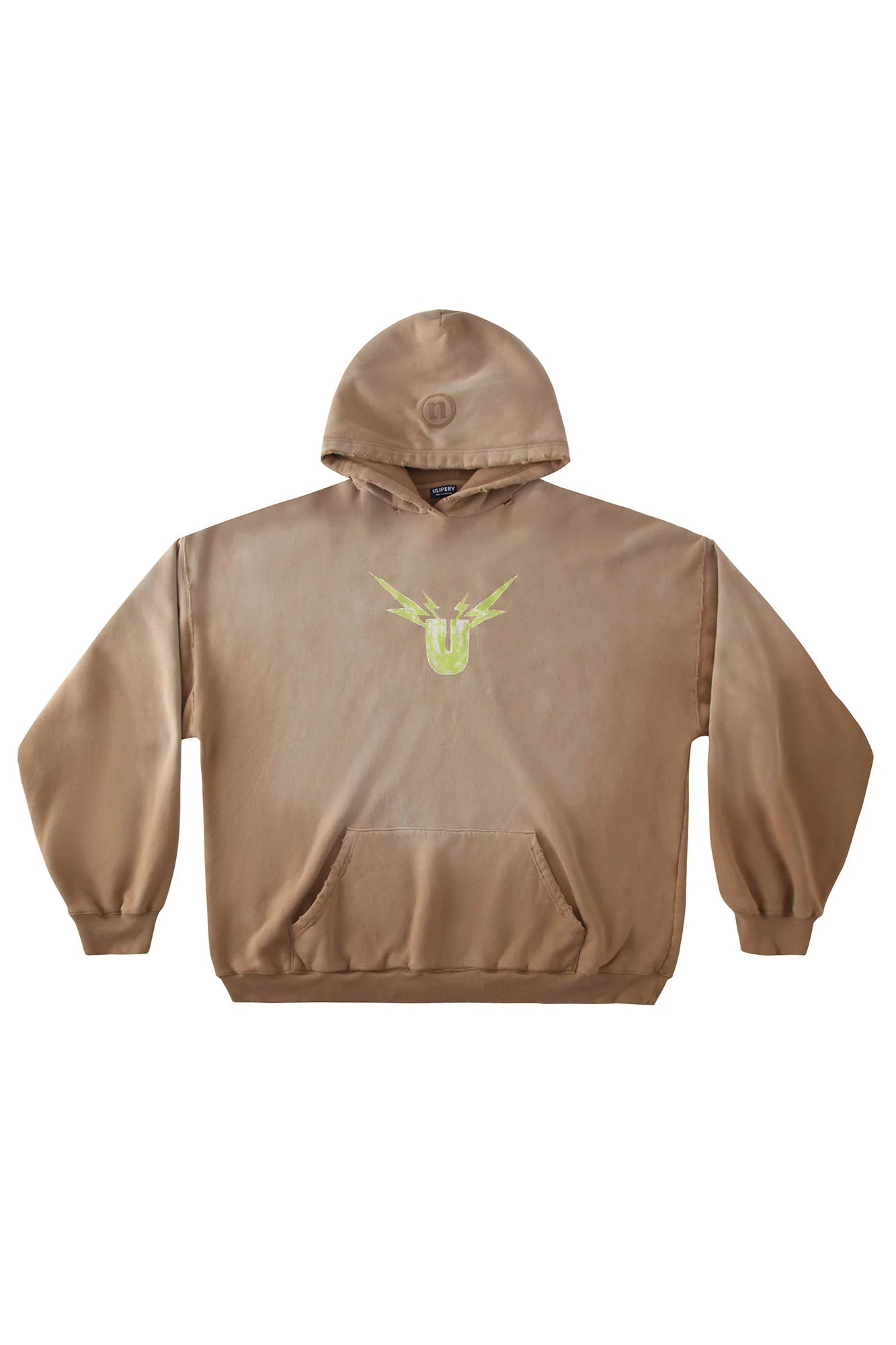 ULIPERY Distressed Gradient Oversized Hoodie Brown