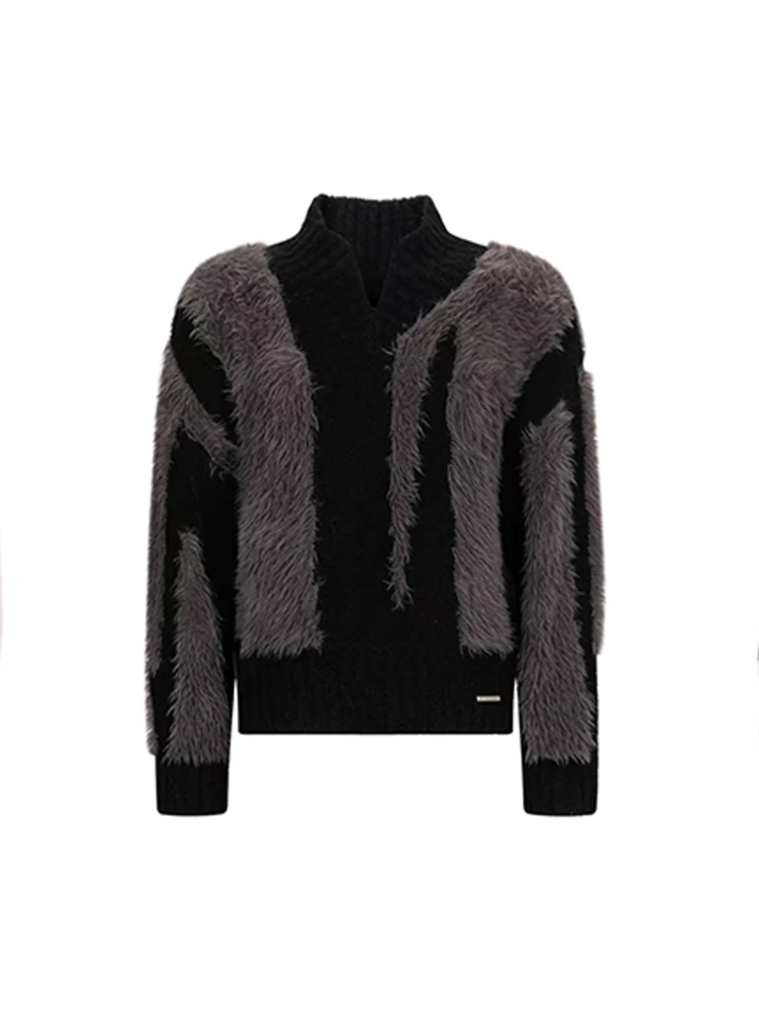 TIWILLTANG Fuzzy Faux-Mink Contrast Sweater
