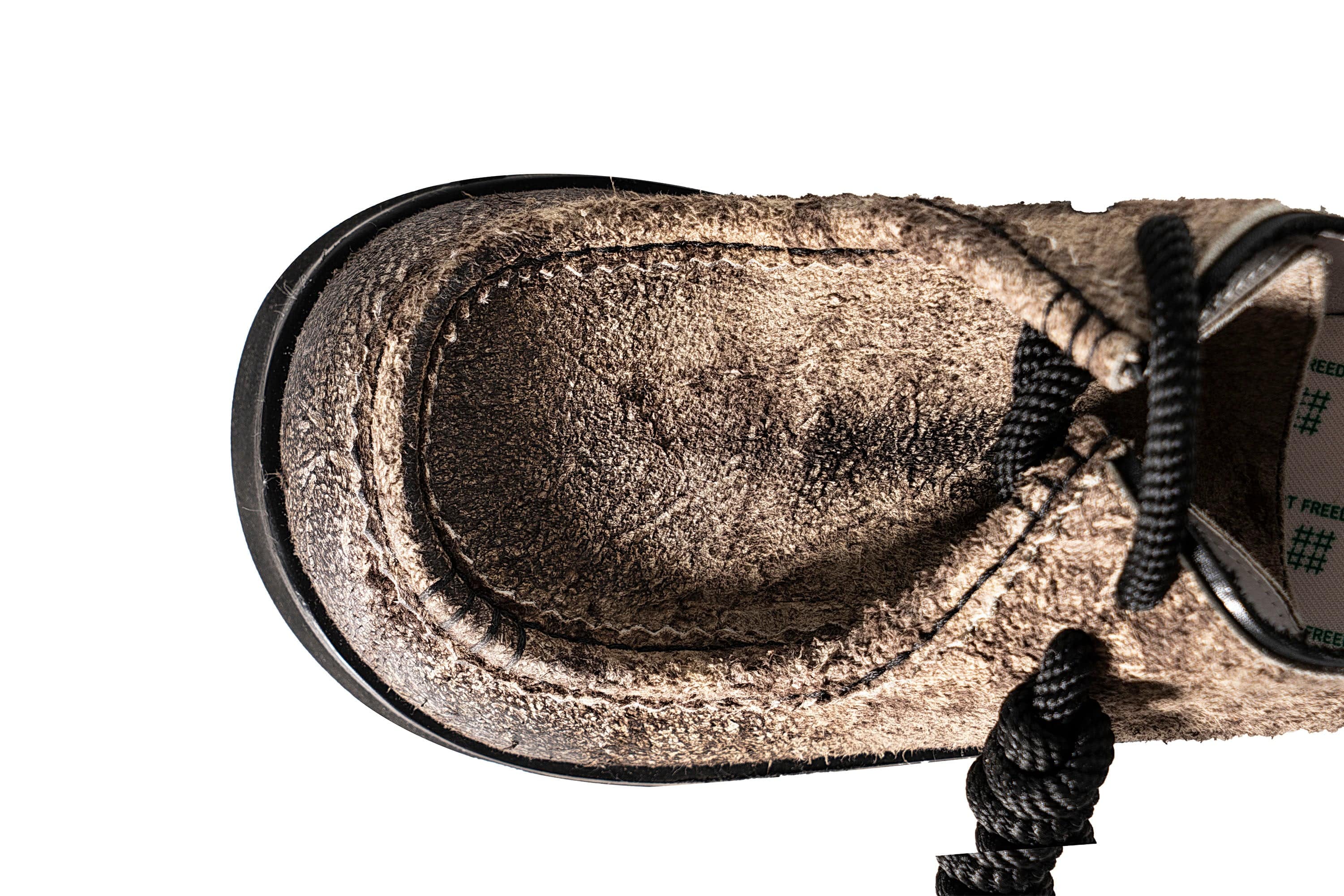 REWRITE Distressed Texture Cowhide Rope-Tied Chunky Big-Toe Derbies