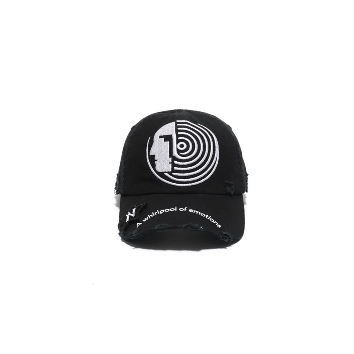 NOTHINGNESS WORLD Distressed Embroidered LOGO Dad Cap