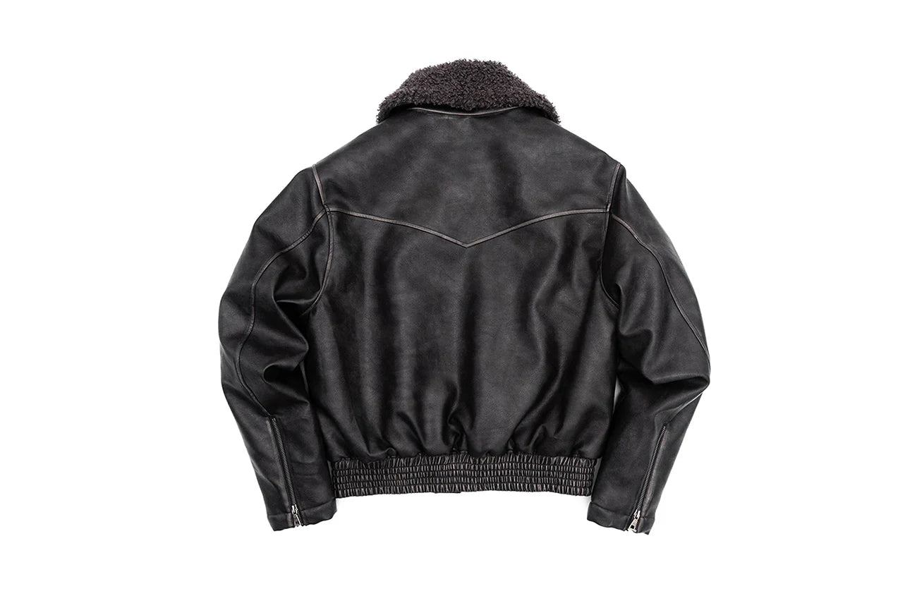 IN EXISTENCE Asymmetric Placket Washed Moto Jacket
