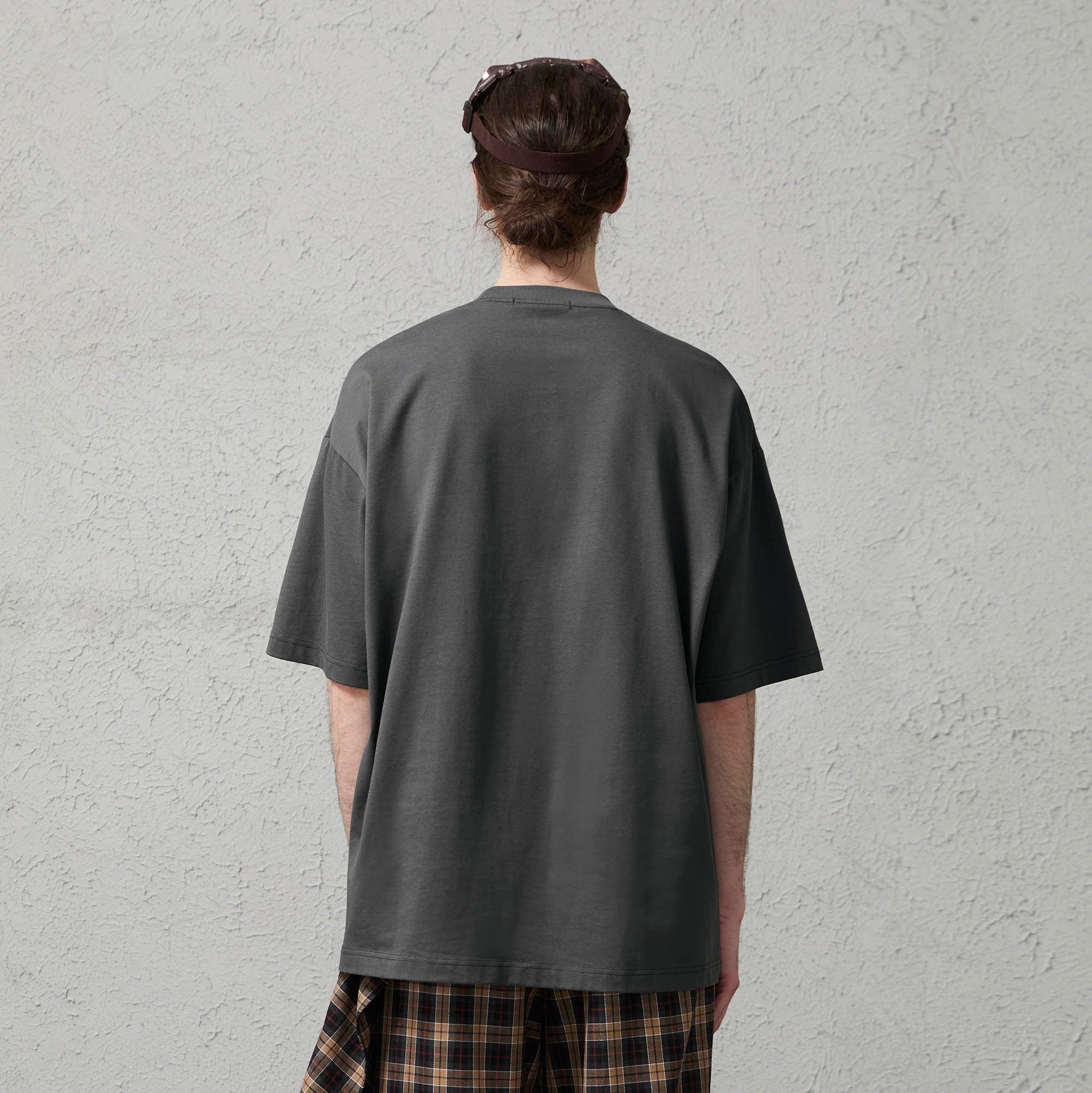 ORGANIC EMOTION Asymmetrical Pleated Script Graphic T-Shirt