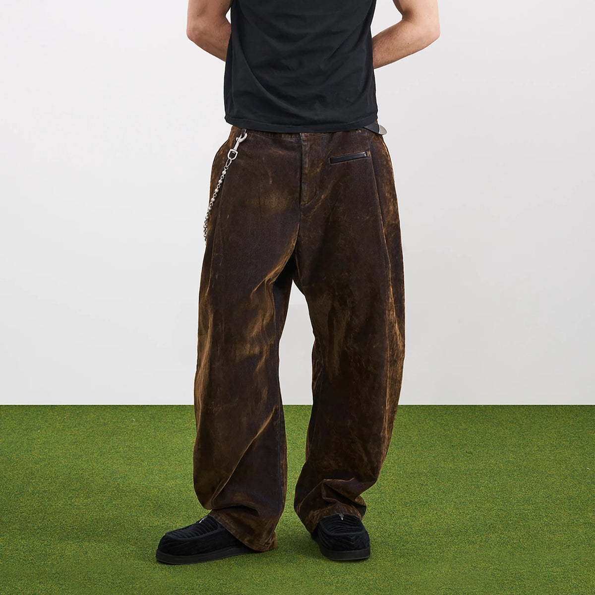 PMW Retro Flocked Washed Denim Pants