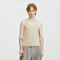 LEONSENSE Contrast Layered V-Neck Knit Tank Top