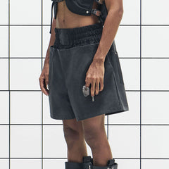 455EMBLE Layered Boxing PU Shorts