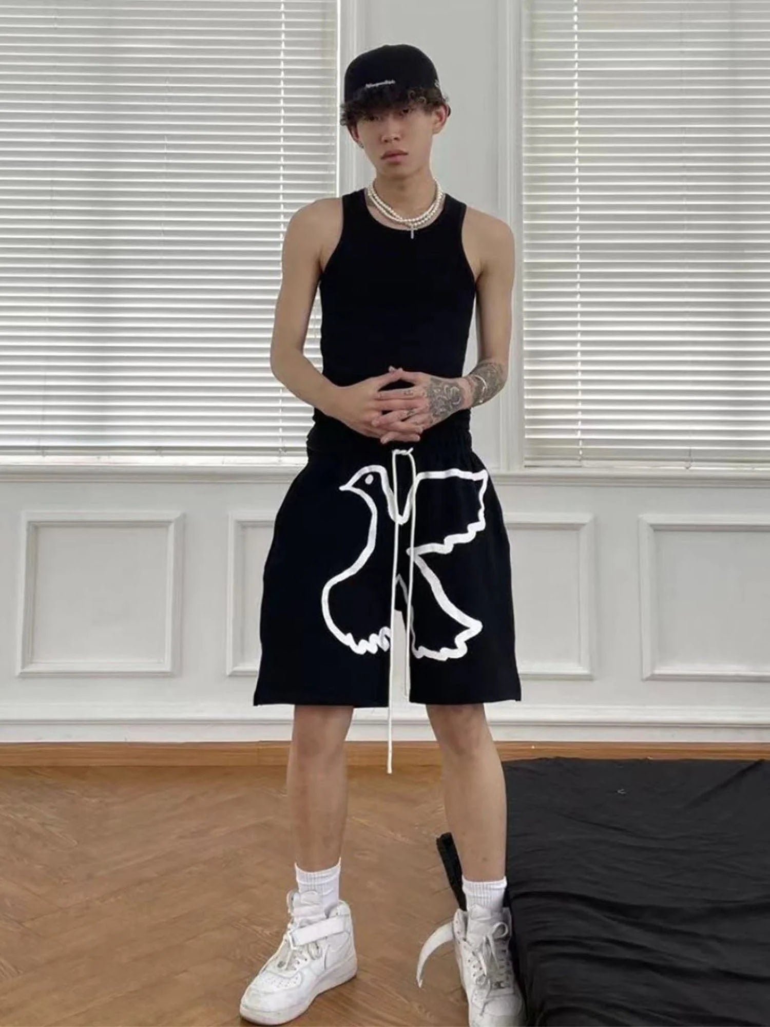 VINKID Dove Graphic Drawstring Sweat Shorts
