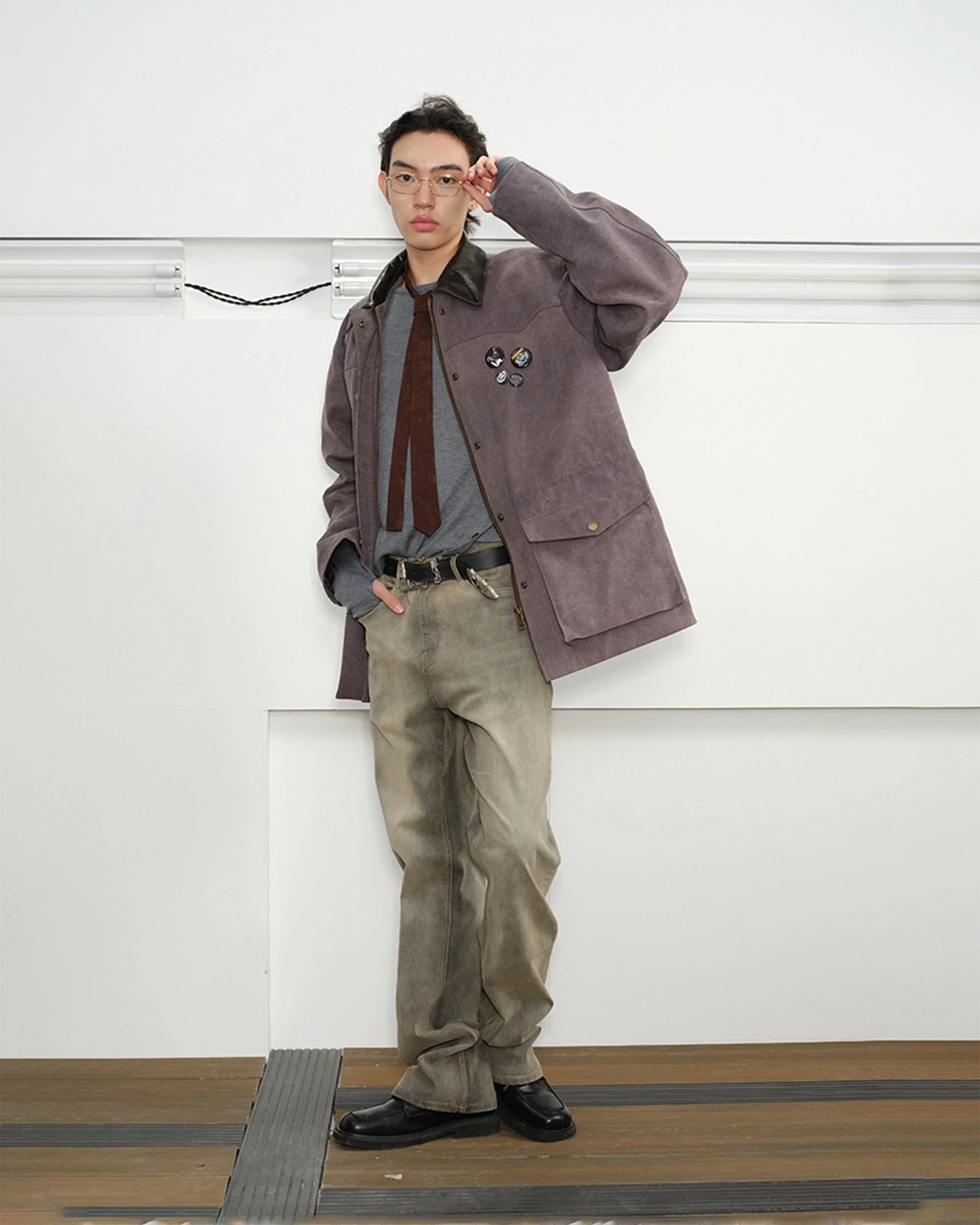 KREATE Aged Canvas Spliced Big-Pocket Jacket