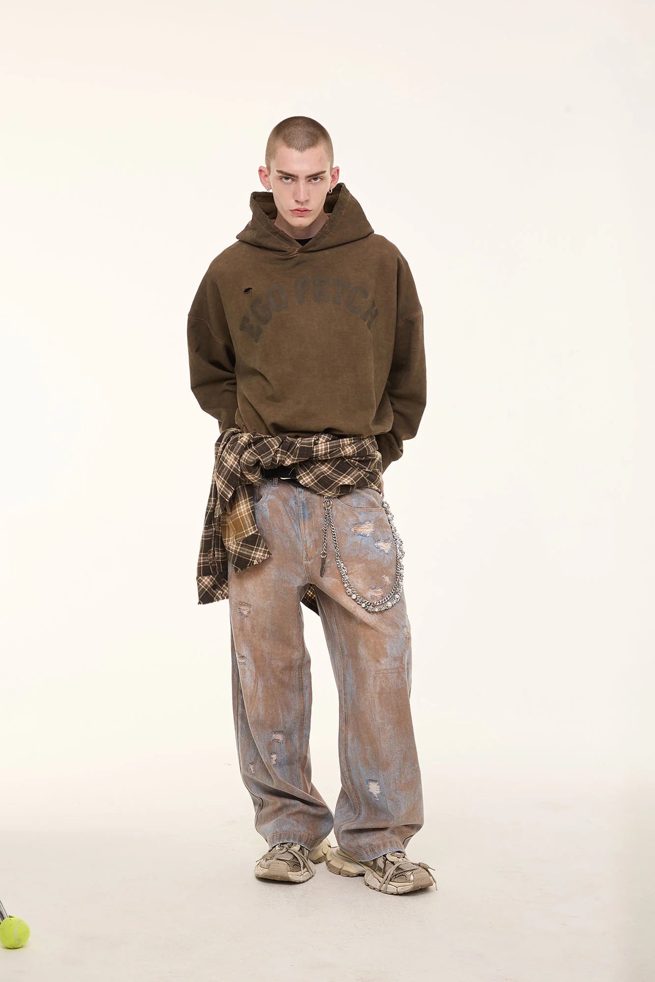 EGOFETCH Distressed Washed Hoodie