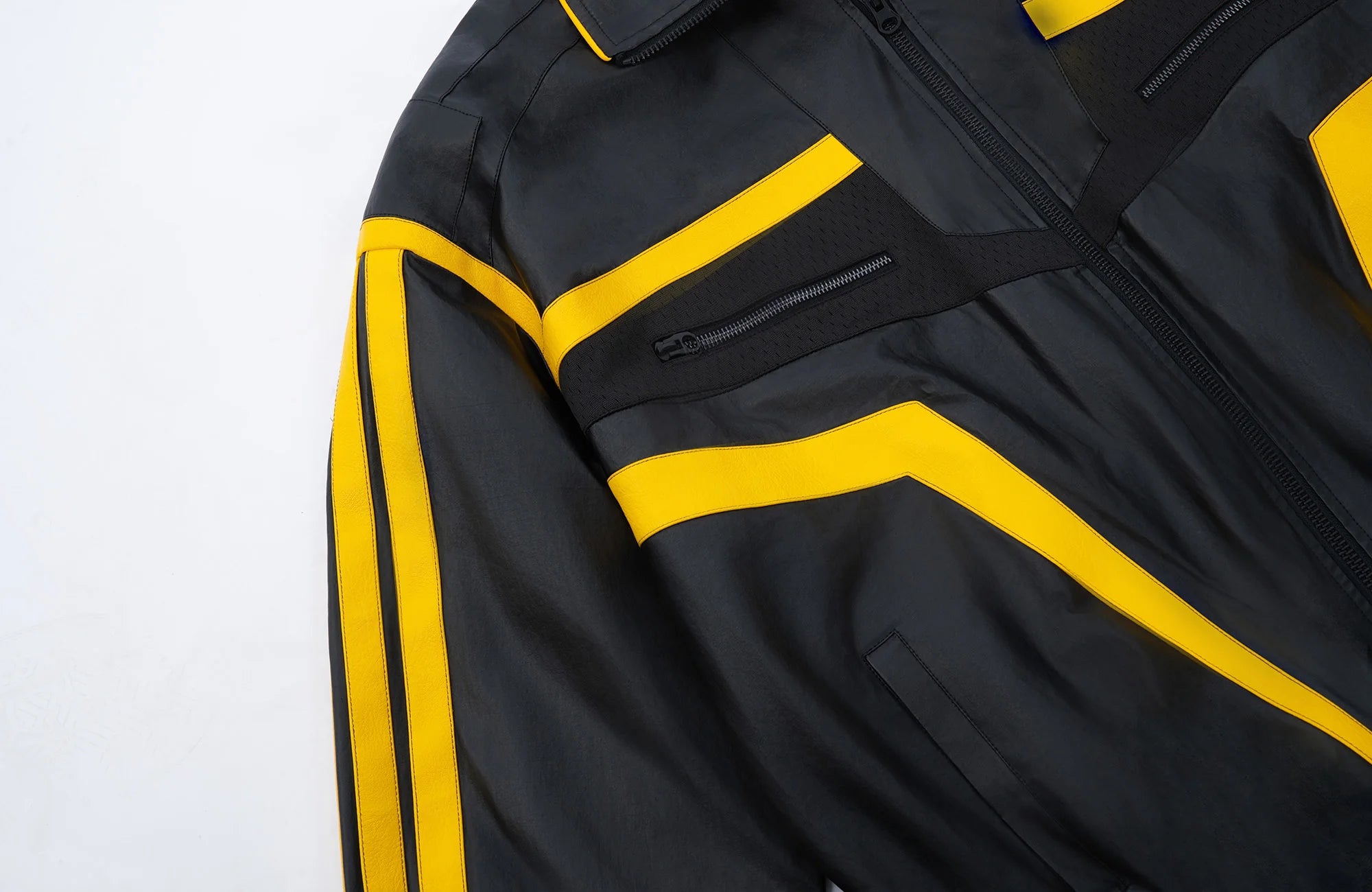MOGONGSHE Contrast Stripe PU Moto Jacket