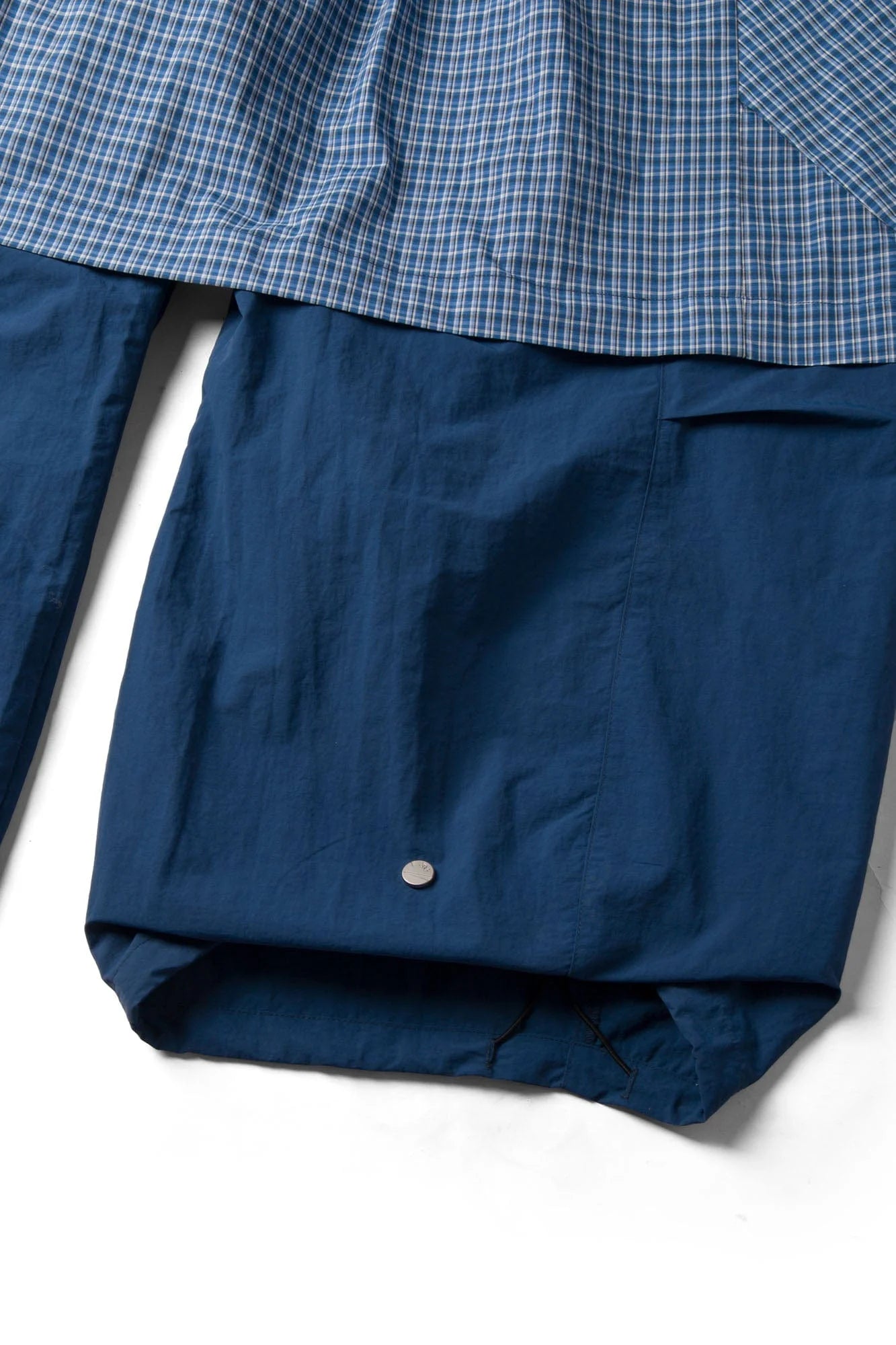 RELABEL Drawstring Layered Double-Waistband Parachute Pants Blue