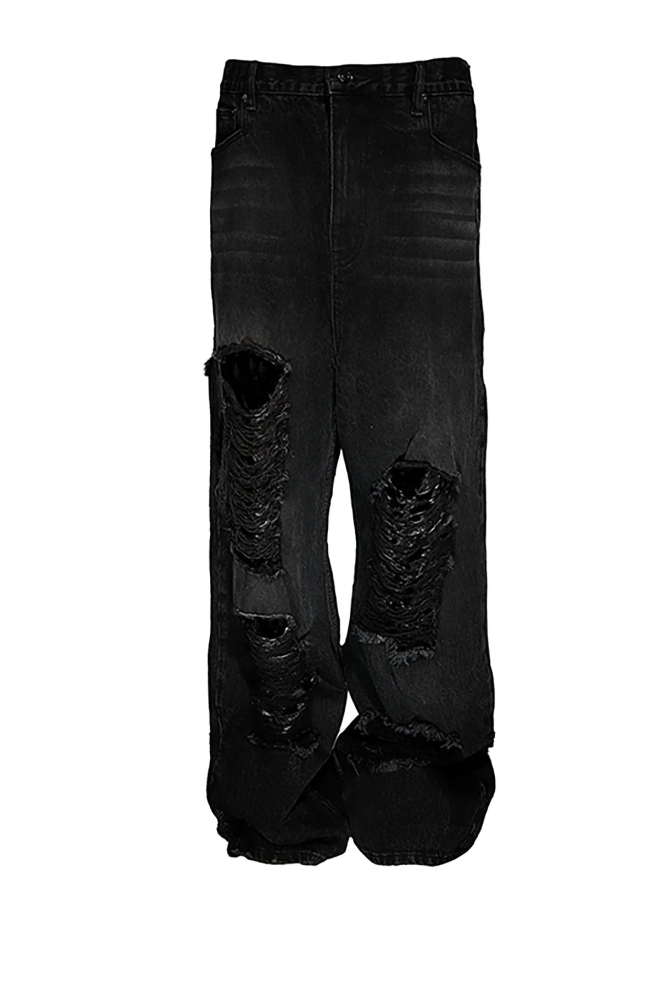 BLACK8MOB Heavy Ripped Washed Baggy Jeans