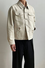OKAYTHXBYE Distressed Houndstooth-Lined Frayed Jacket