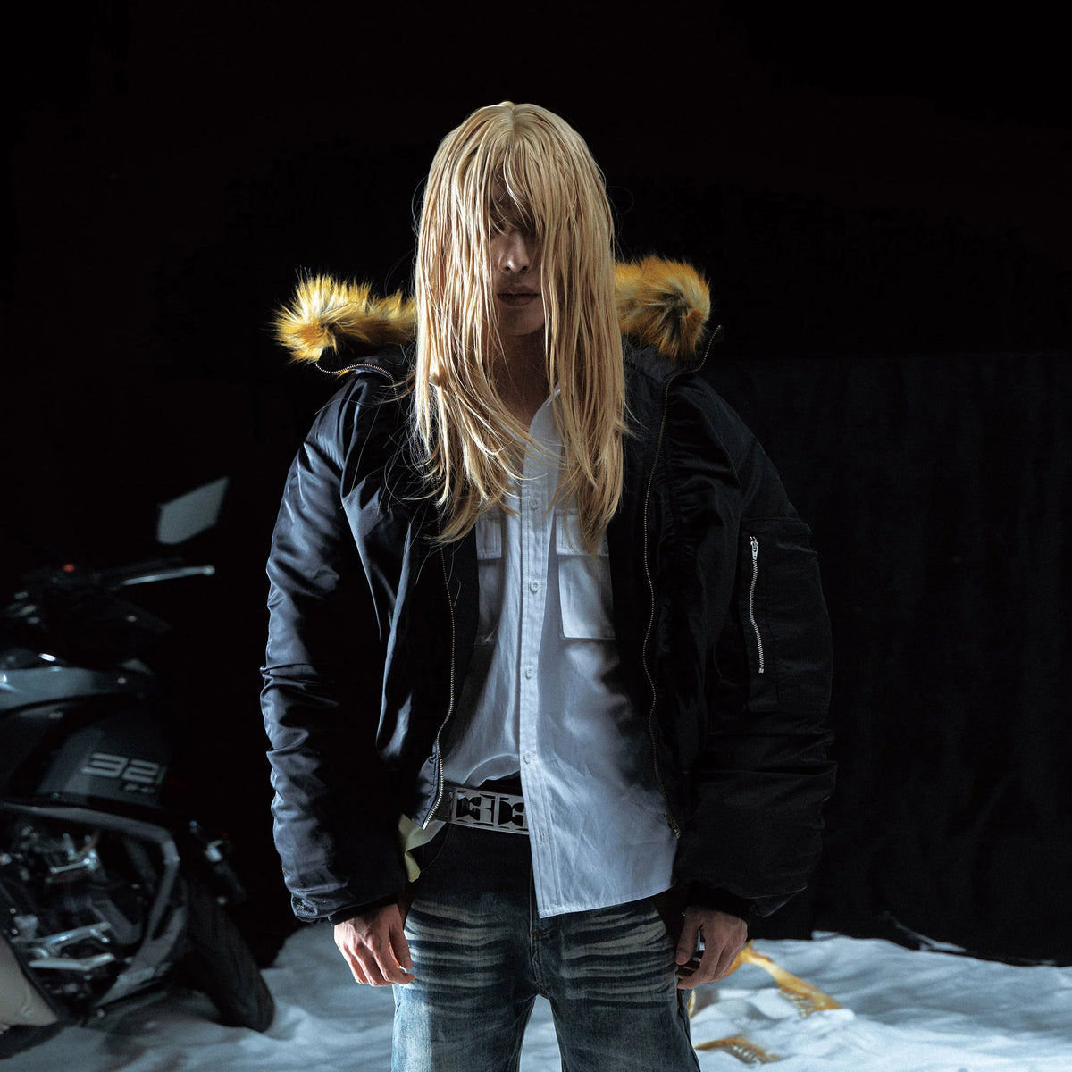 PCCVISION Faux Fur Hooded Cropped Puffer Jacket