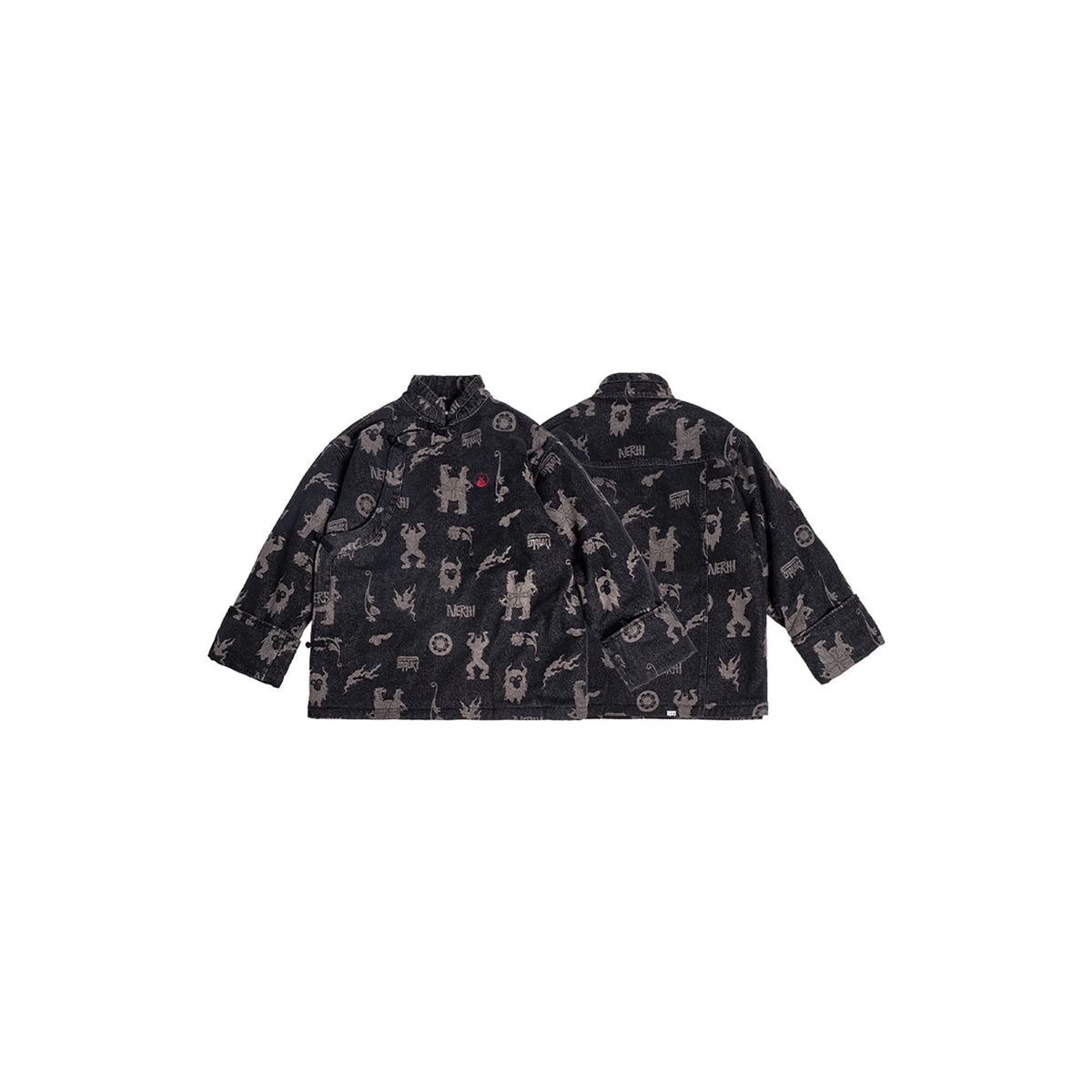 NERHI Tribal Totem Fleece Denim Jacket