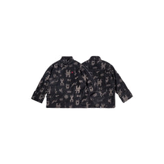 NERHI Tribal Totem Fleece Denim Jacket