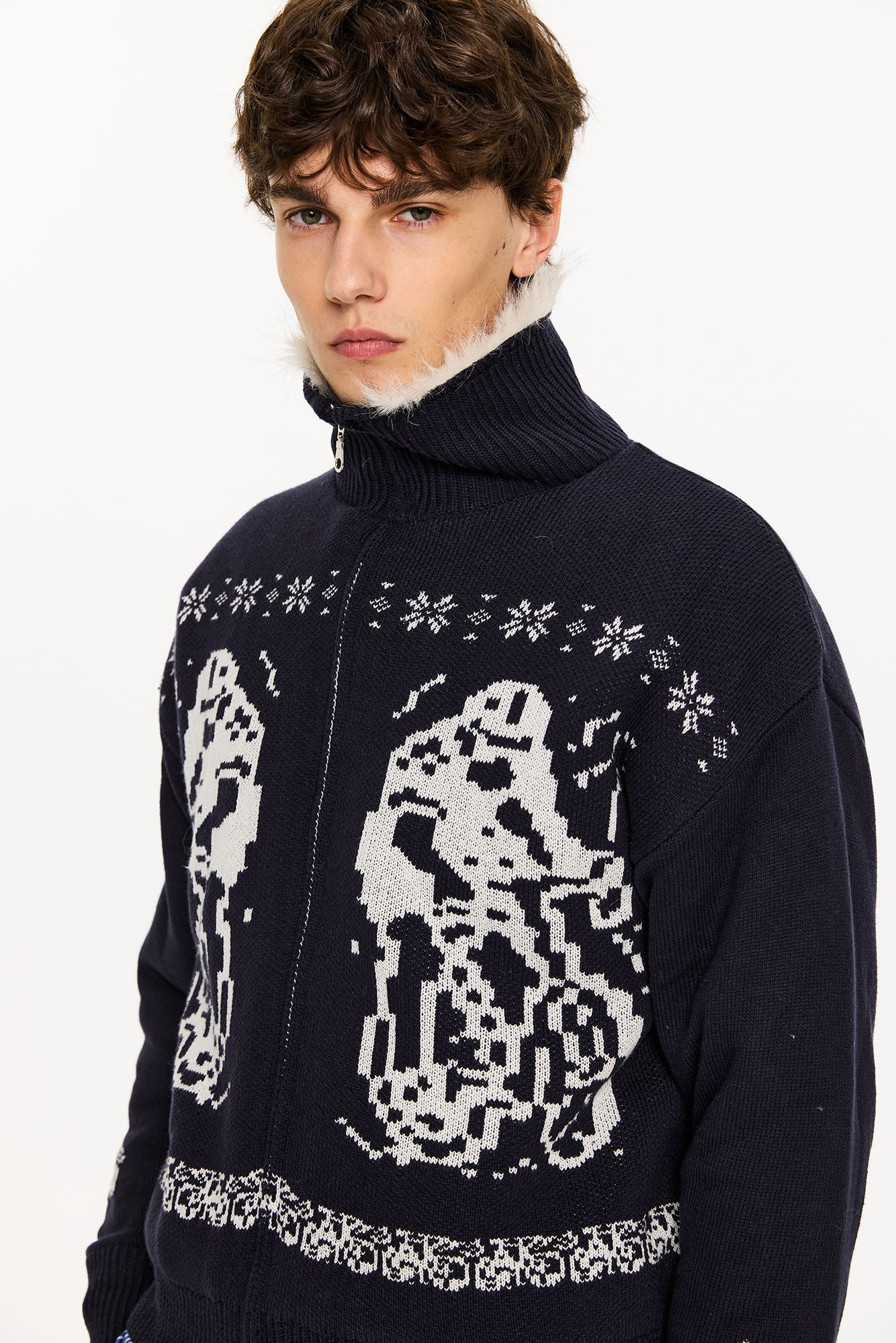 KREATE Fair Isle Faux Fur Lining Jacket