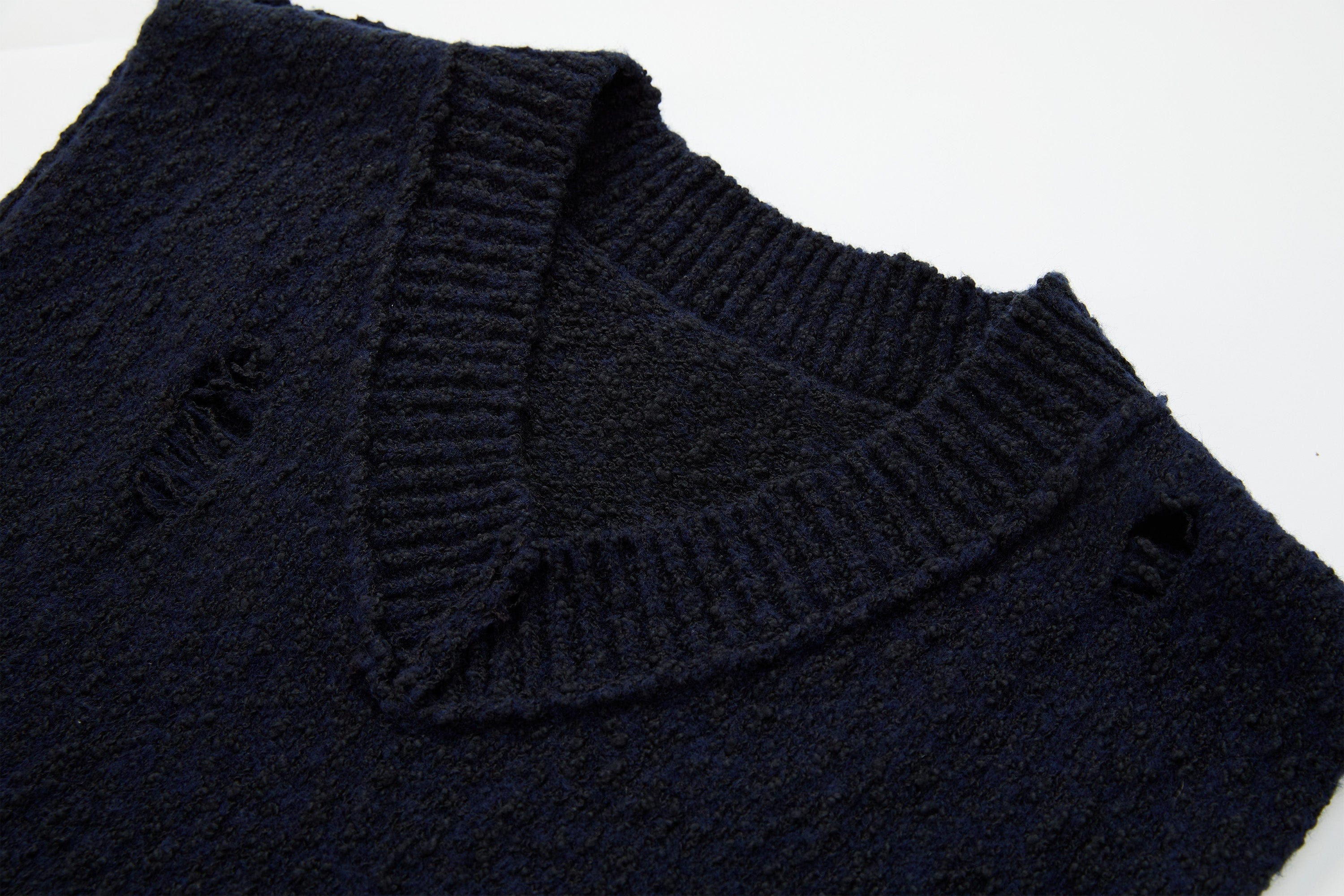 ORGANIC EMOTION Asymmetrical Distressed Bubble-Knit Vest