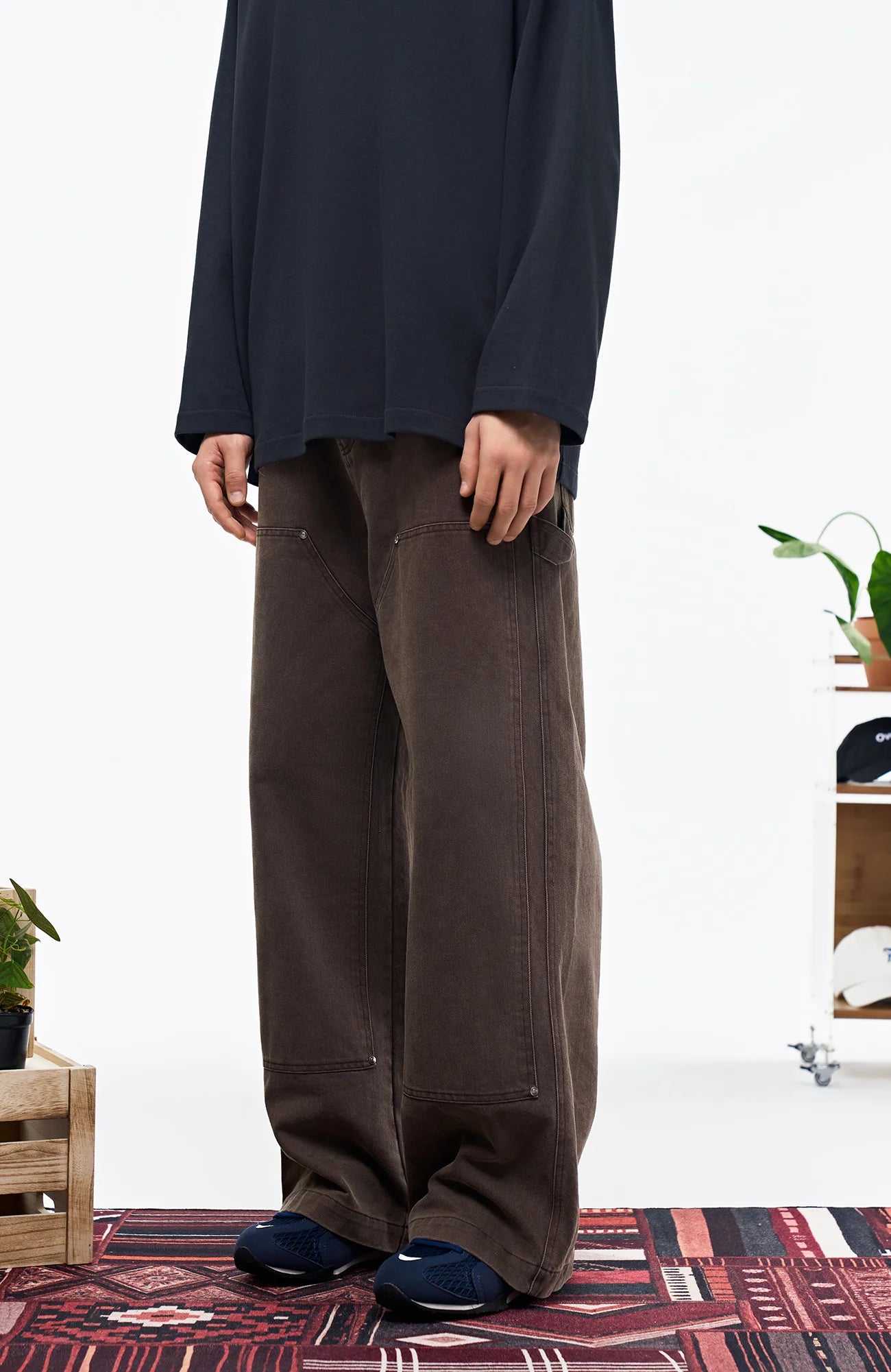 OVERLAPS Double-Knee Straight-Leg Pants