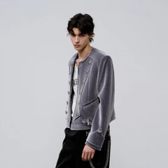 FACEONLAB Velvet Operatic Cropped Jacket Gray