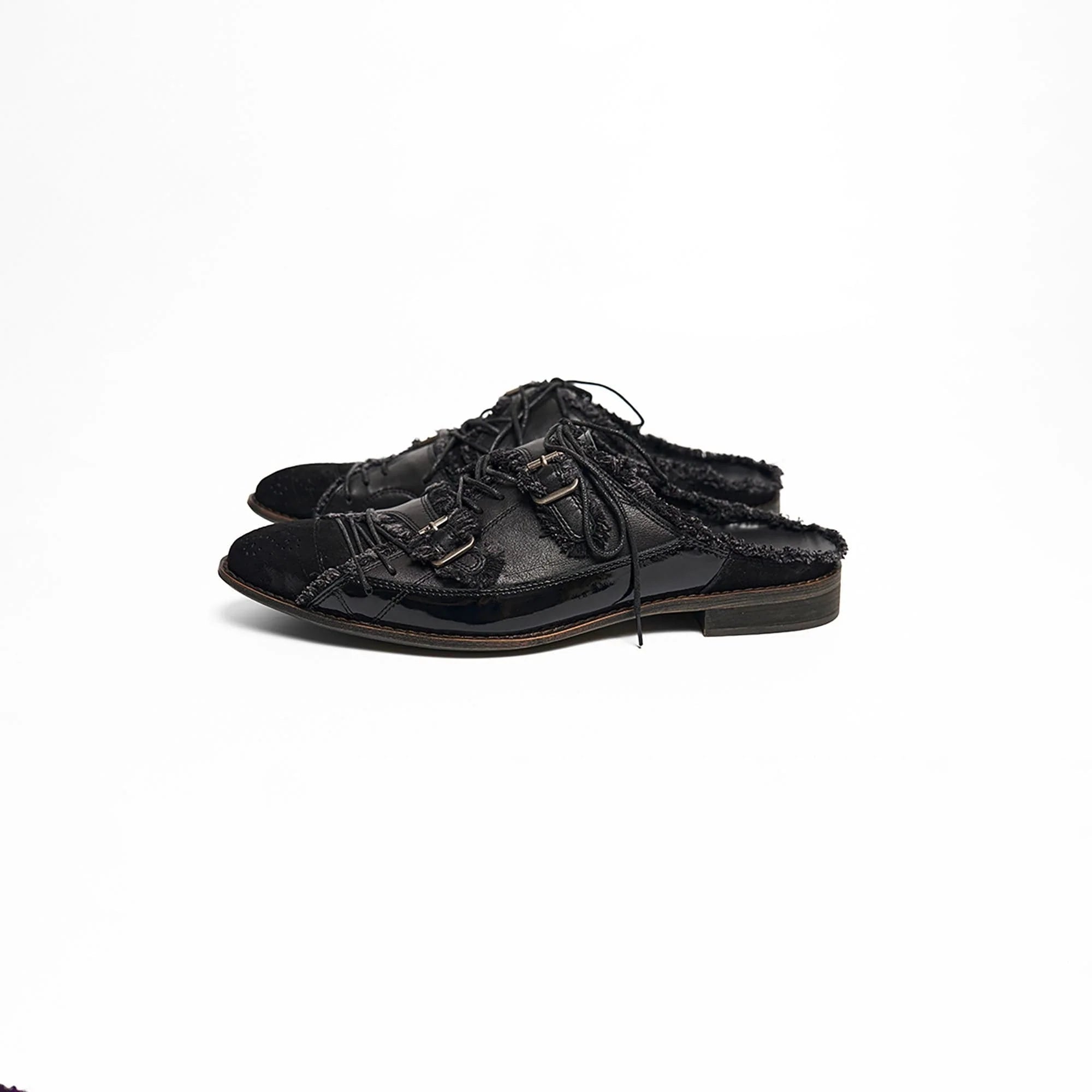 RICHILL Turkish Cowhide Brogue Monk Mule Loafers