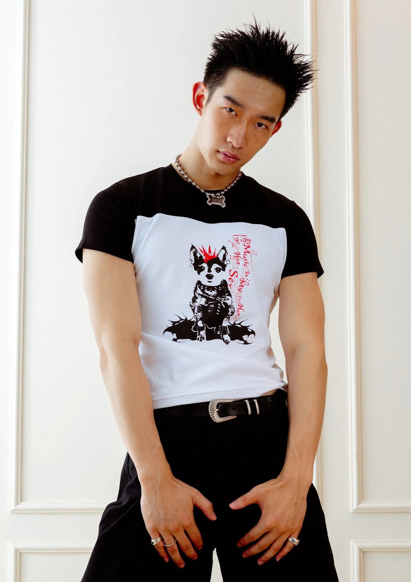 KADAKADA Punk Pup Graphic Spliced T-Shirt