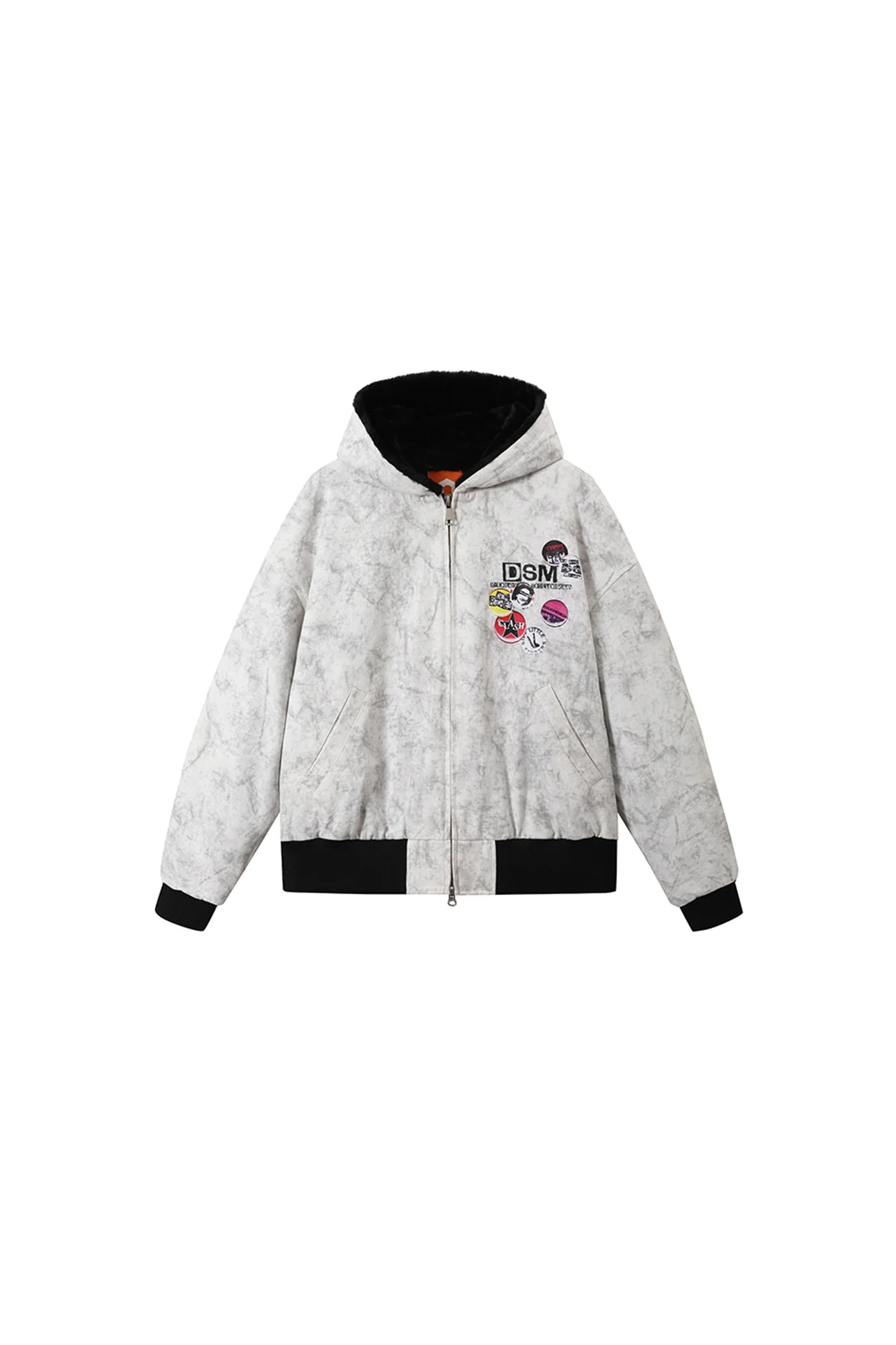 DONSMOKE Faux Fur Lined Camo Hooded Jacket