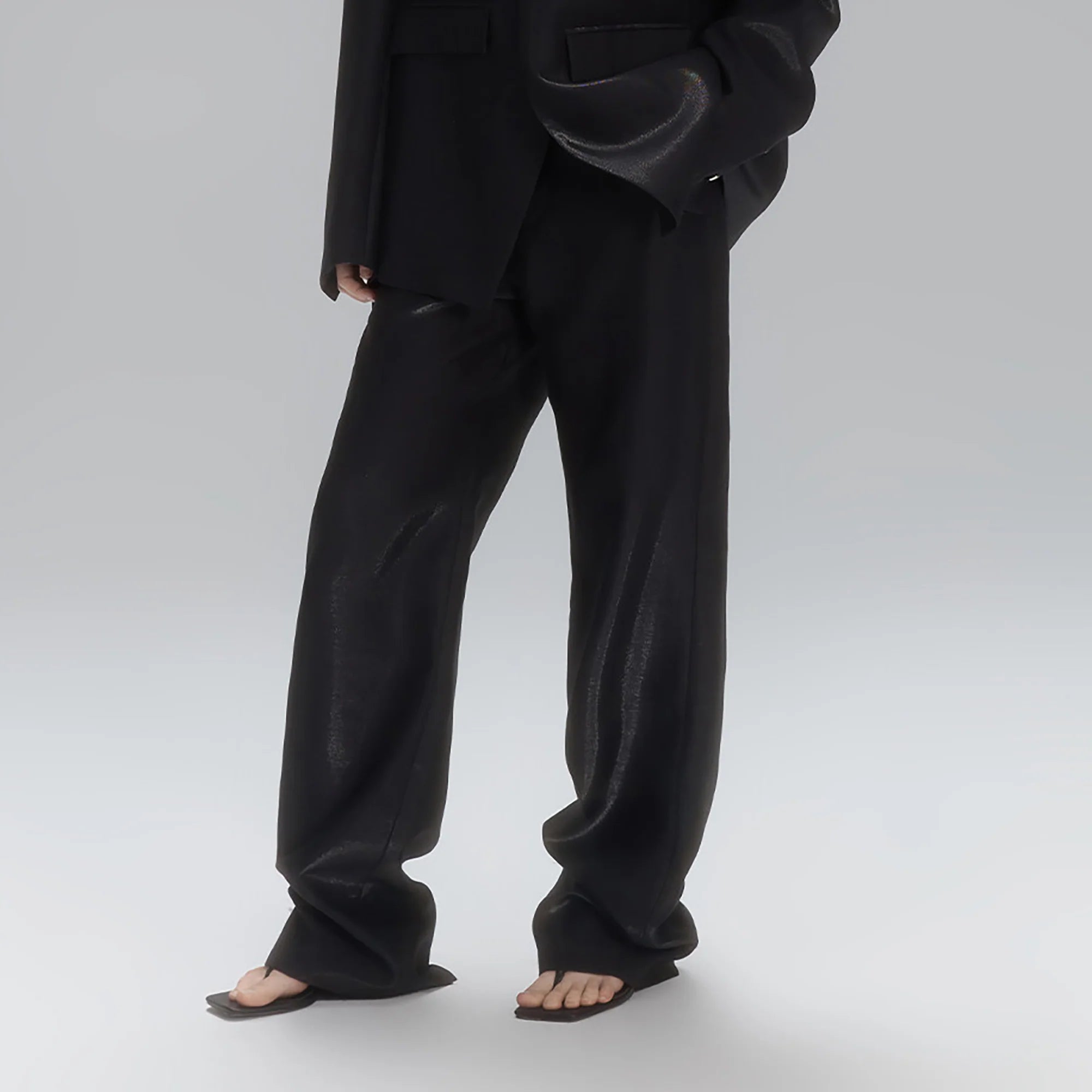 TIWILLTANG Satin Wide-Leg Drape Trousers