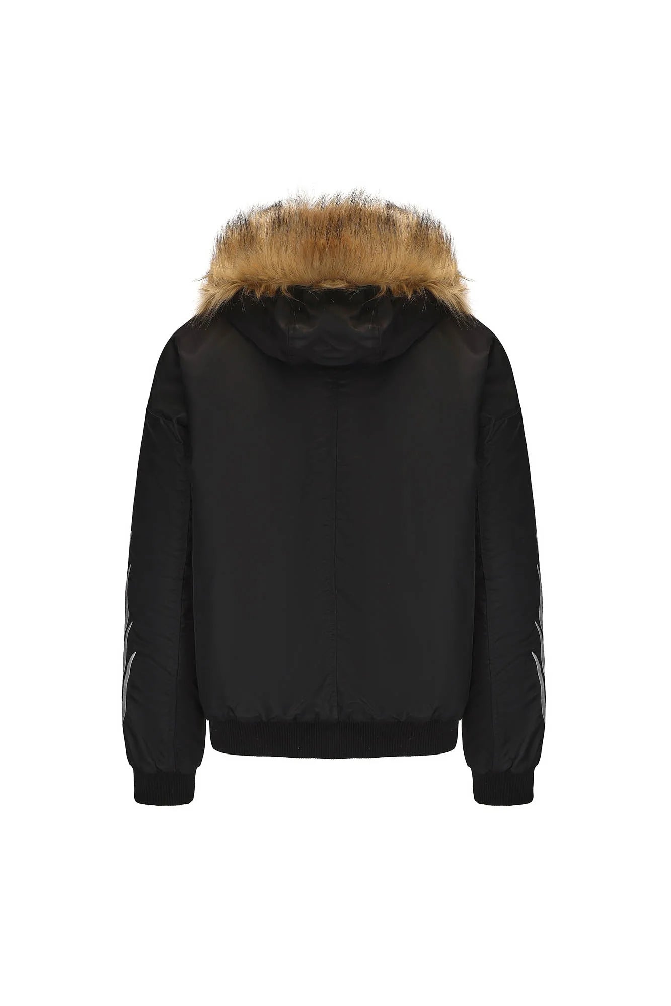 BLACK8MOB Flame Detachable-Fur Hooded Jacket