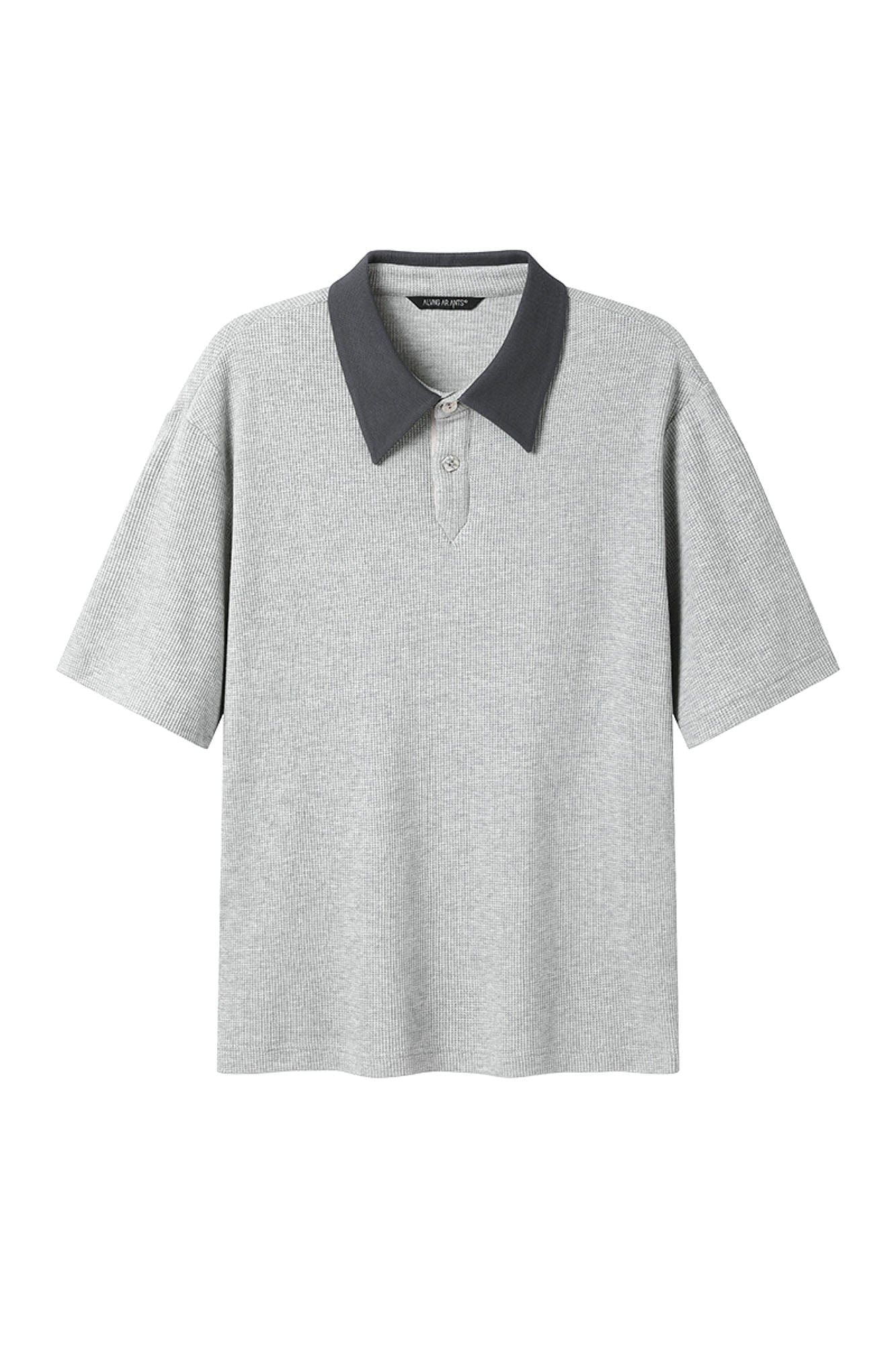 ALVNG AR ANTS Contrast Collar Waffle Knit Polo Shirt