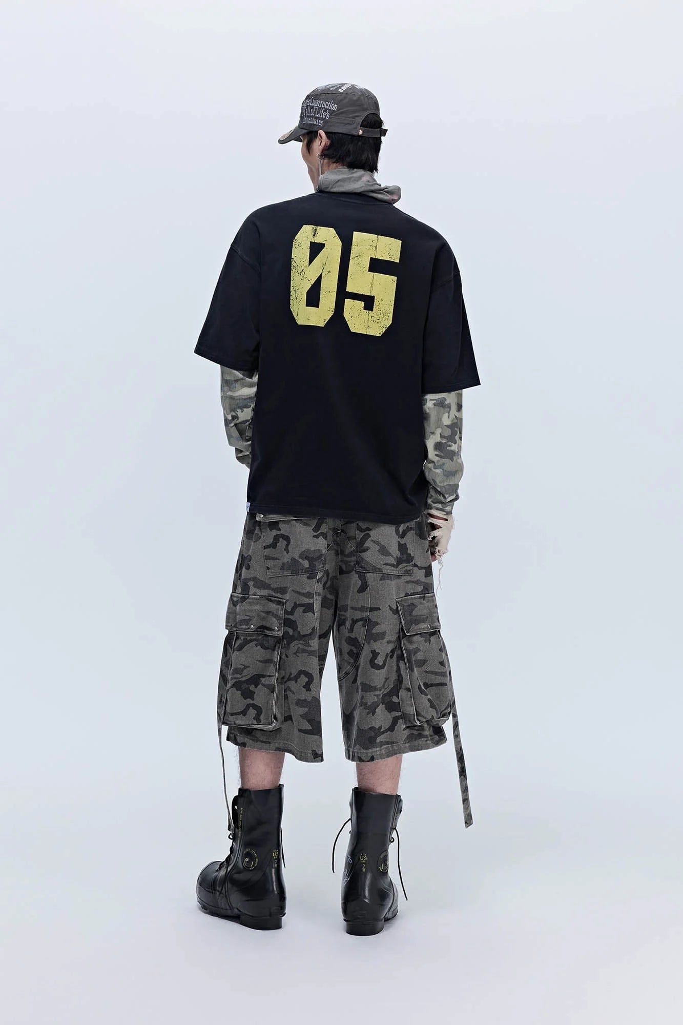 SAVAGEGROWTHWORLD Camo Spliced Multi-Pocket Shorts