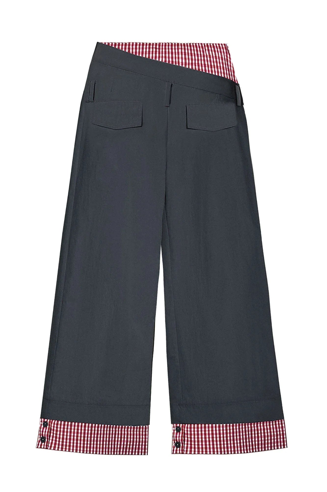 OIPWORD Asymmetrical Waist Faux-Layered Wide-Leg Pants