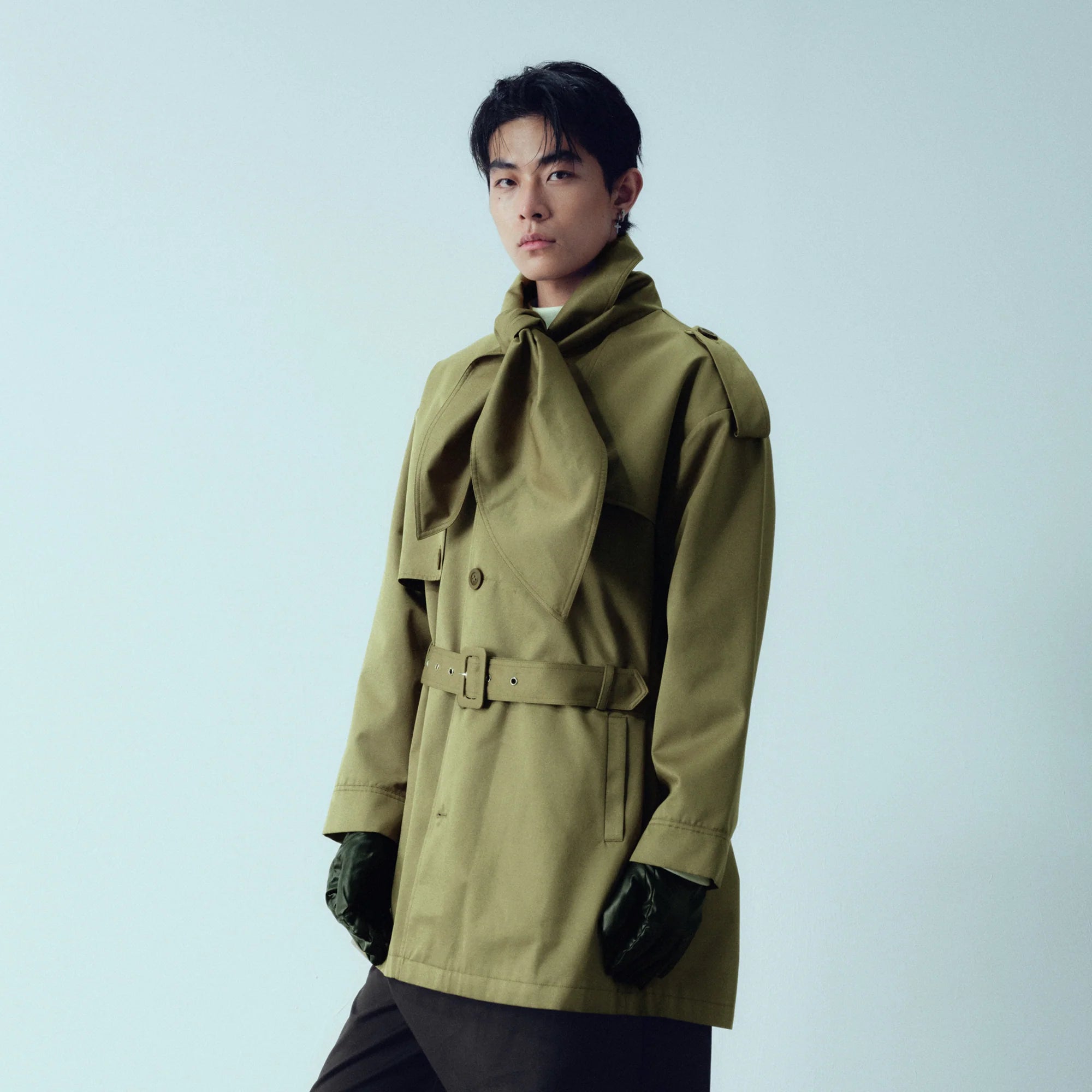 KADAKADA Scarf-Tie Waterproof Belted Trench