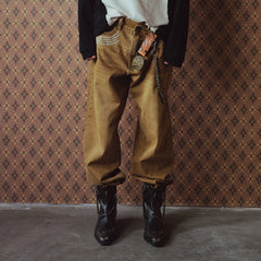 RICHILL Washed Slogan Embroidery Dual-Button Jeans