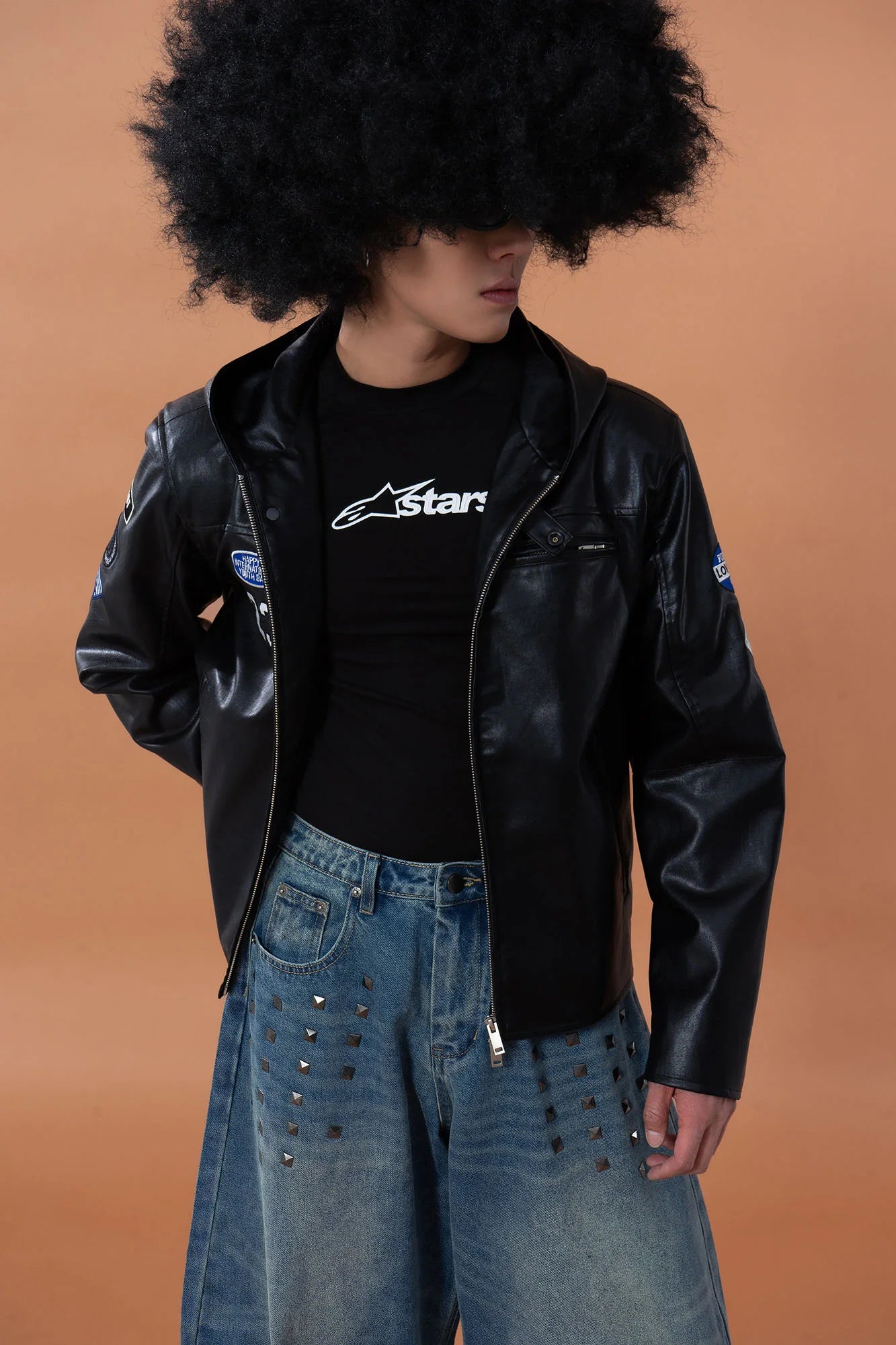CLP Badge Patch Hooded PU Jacket