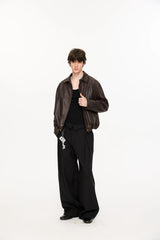 KREATE Floral-Lined Suede Bomber Jacket