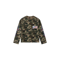 SAVAGEGROWTHWORLD Camo Waffle Knit Graphic Long-Sleeve Tee