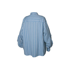 RELABEL Stripe Button-Up Oversized Shirt Blue