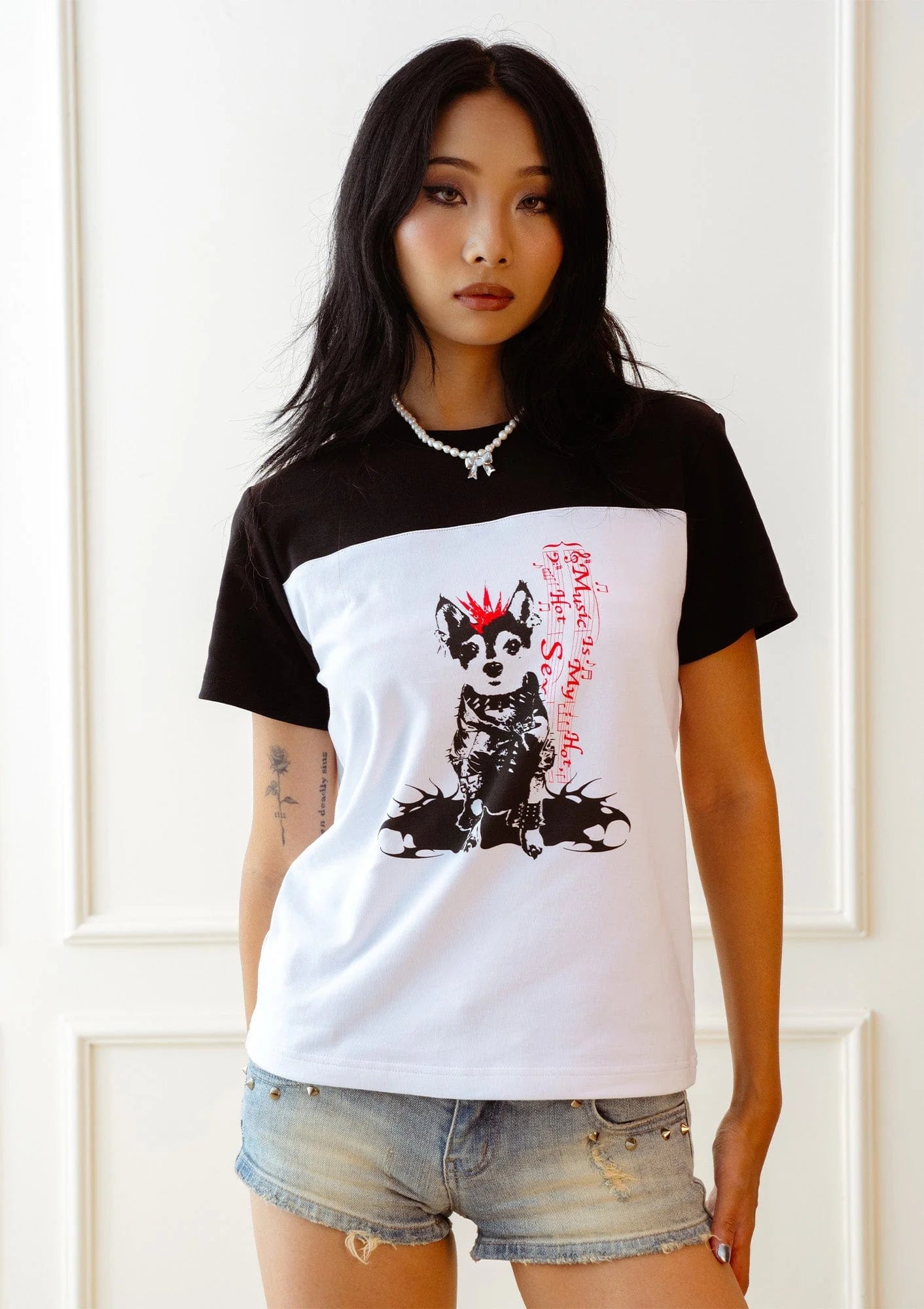 KADAKADA Punk Pup Graphic Spliced T-Shirt