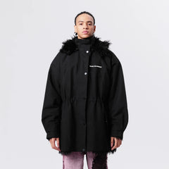 VANN VALRENCE Detachable Hood Faux-Fur Collar Parka