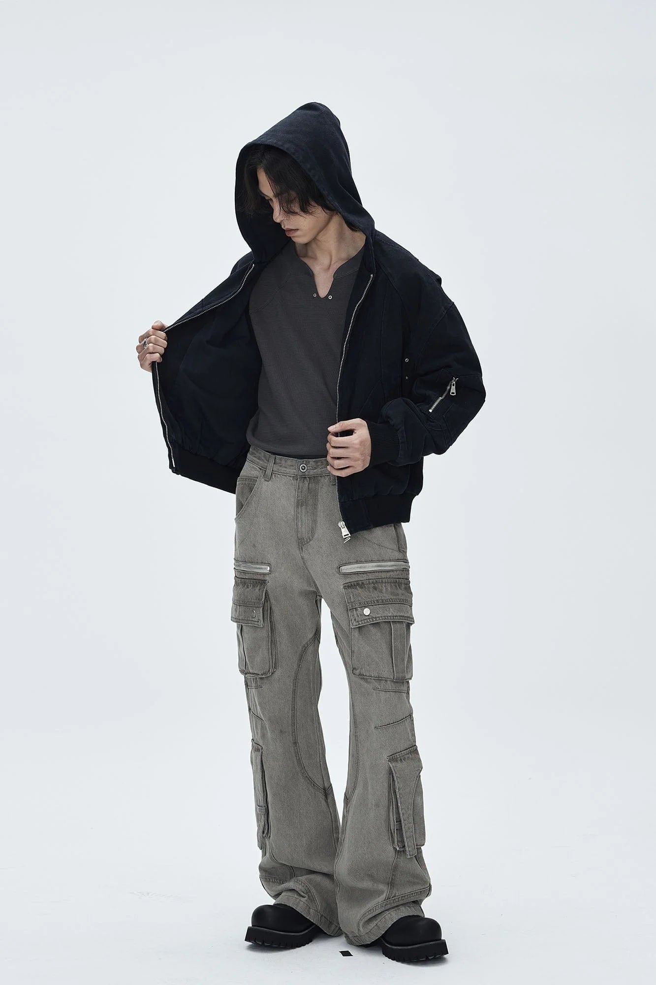CATSSTAC Deconstructed Paneled Washed Hooded Jacket