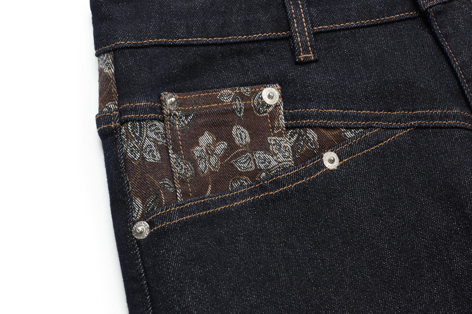 OKAYTHXBYE Floral Paneled Waist Raw Jeans