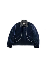 IN EXISTENCE Velvet Faux Leather Collar Jacket
