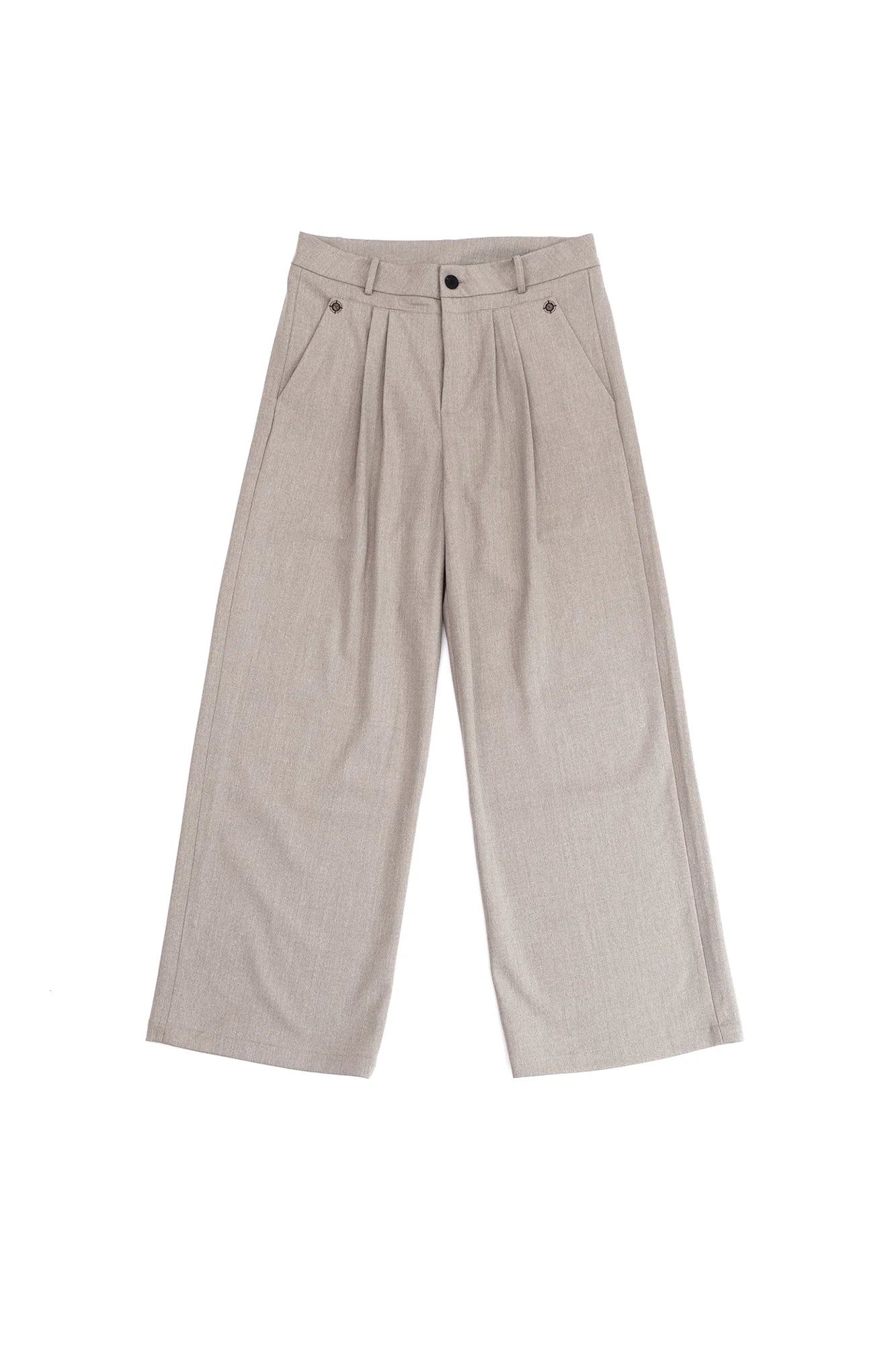 IN EXISTENCE Pleated Belted Wide-Leg Trousers