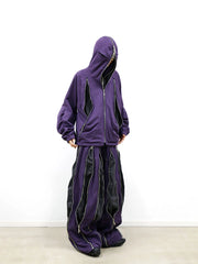 RELABEL Layered Multi-Zip Mask Hood Jacket Purple