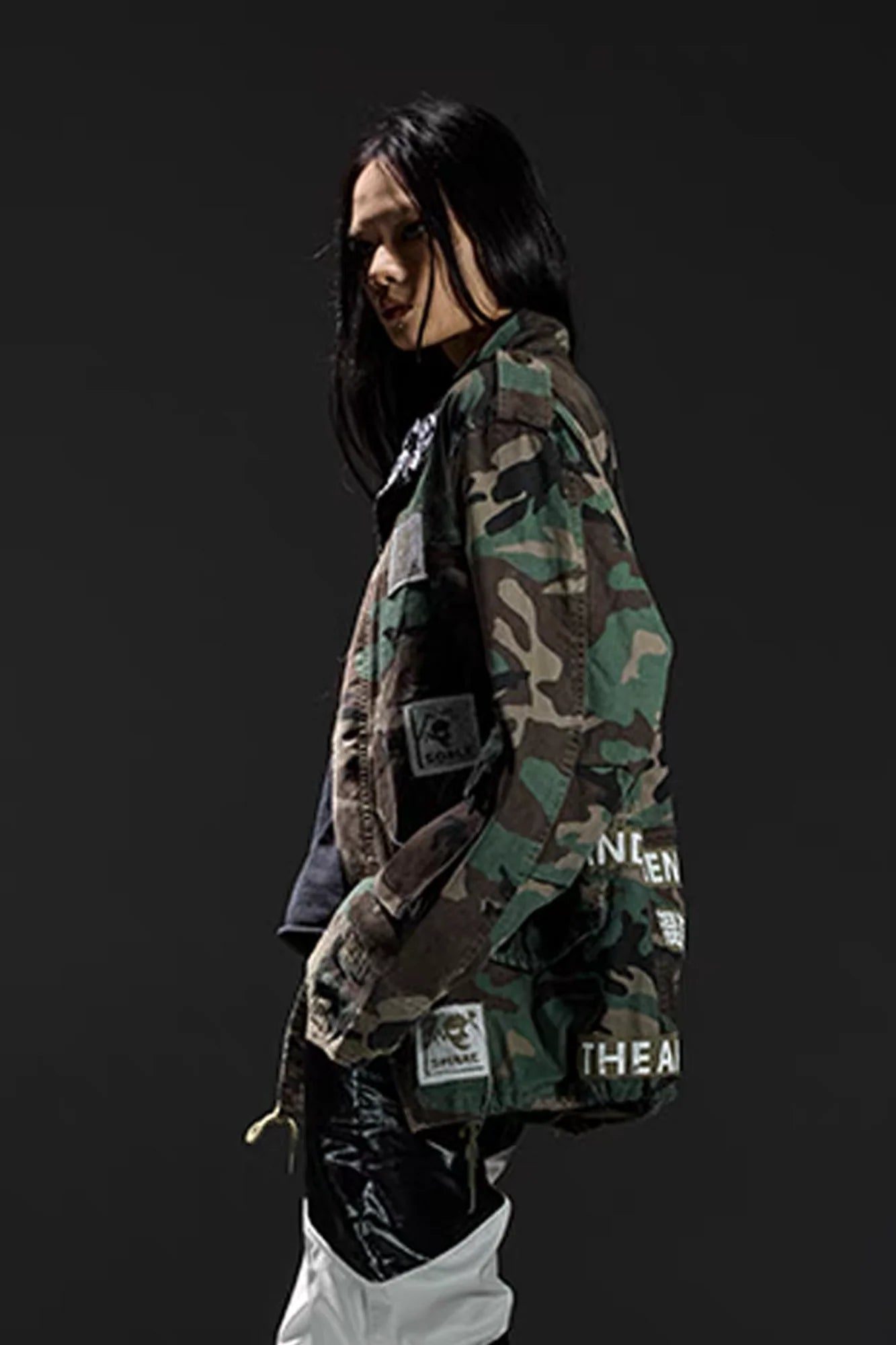 NOTHINGNESS WORLD Slogan Patchwork Multi-Pocket Utility Jacket