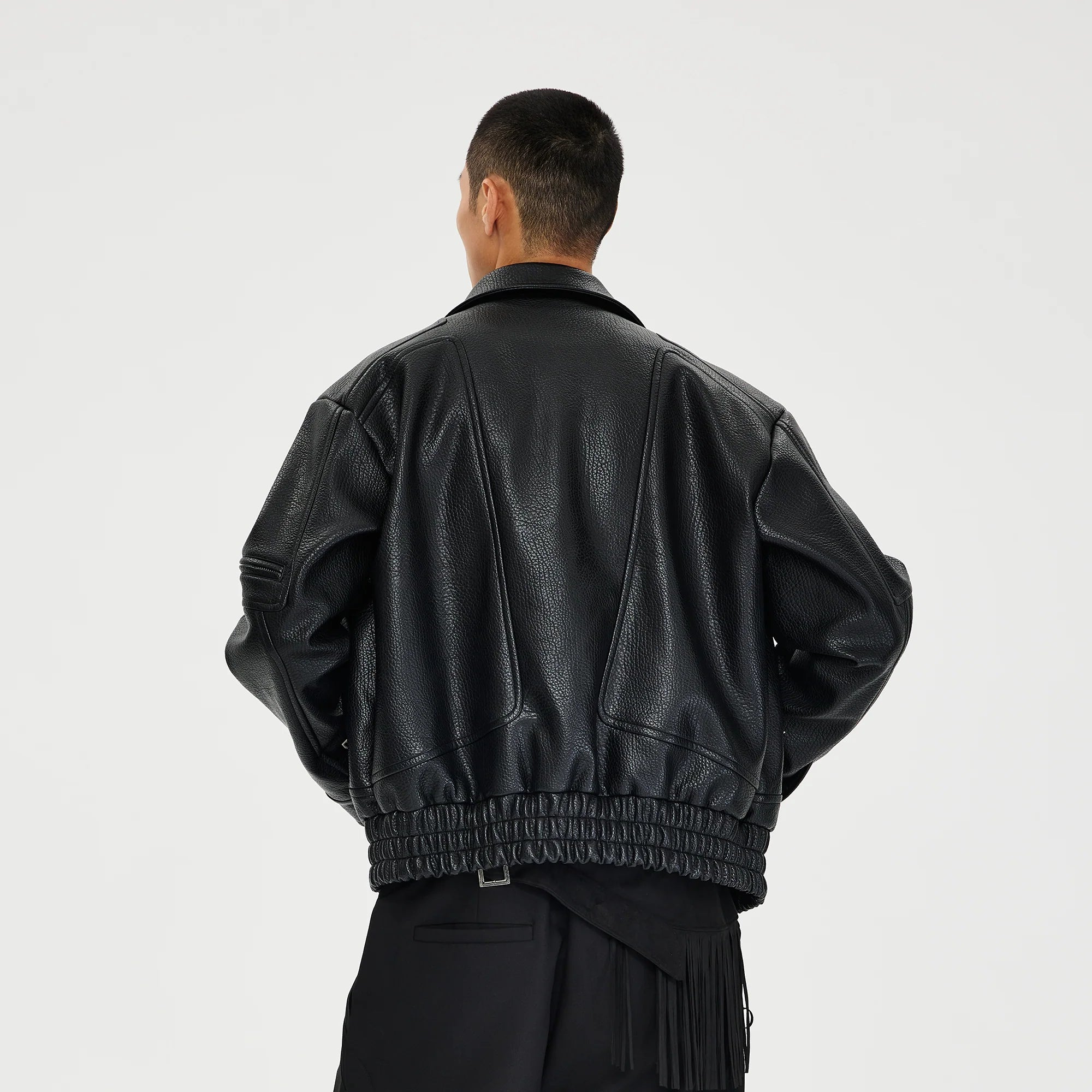 CATSSTAC Paneled Grain PU Utility Jacket