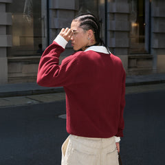 STEEPC Contrast Collar Polo Sweater